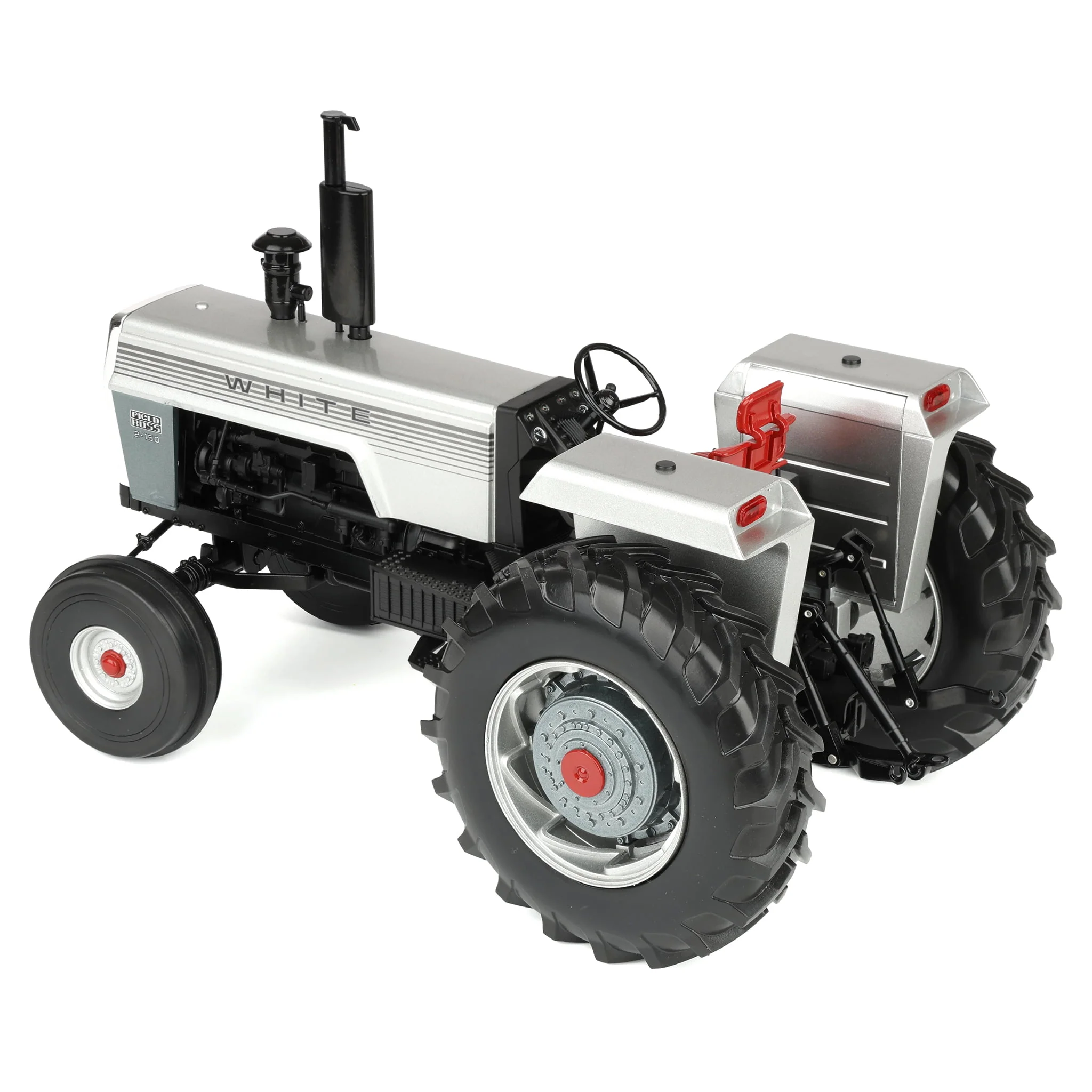 1/16 White 2-150 Silver Stripe Open Station Tractor with Wide Front & Rear Singles by SpecCast - Image 4