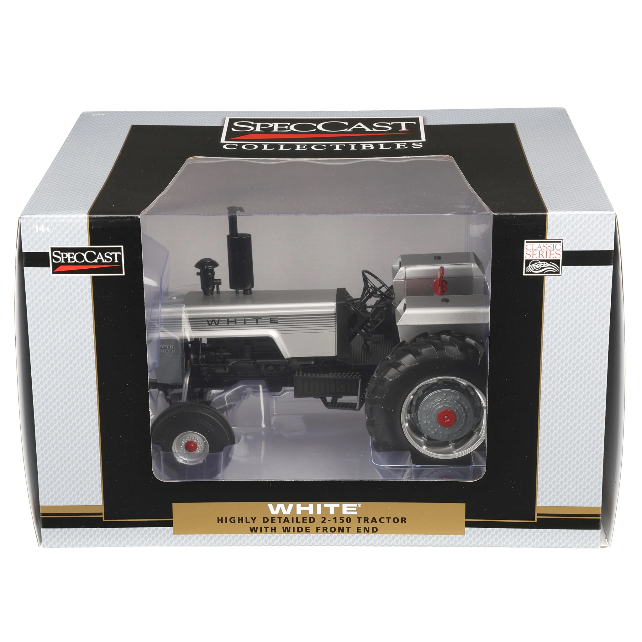 1/16 White 2-150 Silver Stripe Open Station Tractor with Wide Front & Rear Singles by SpecCast - Image 6