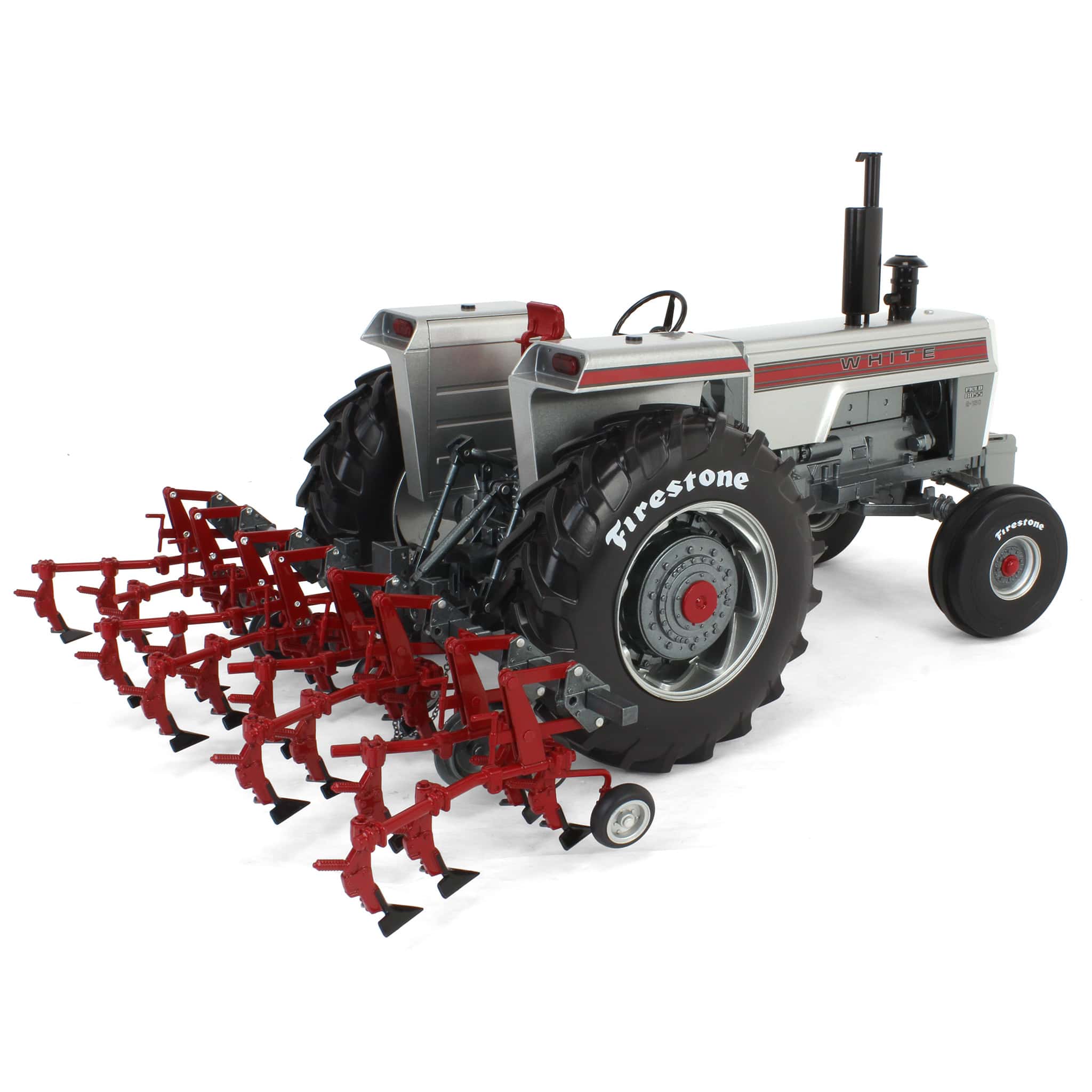 1/16 White 2-150 Diesel Tractor with 4-Row Cultivator by SpecCast, 2025 Firestone Series - Image 3