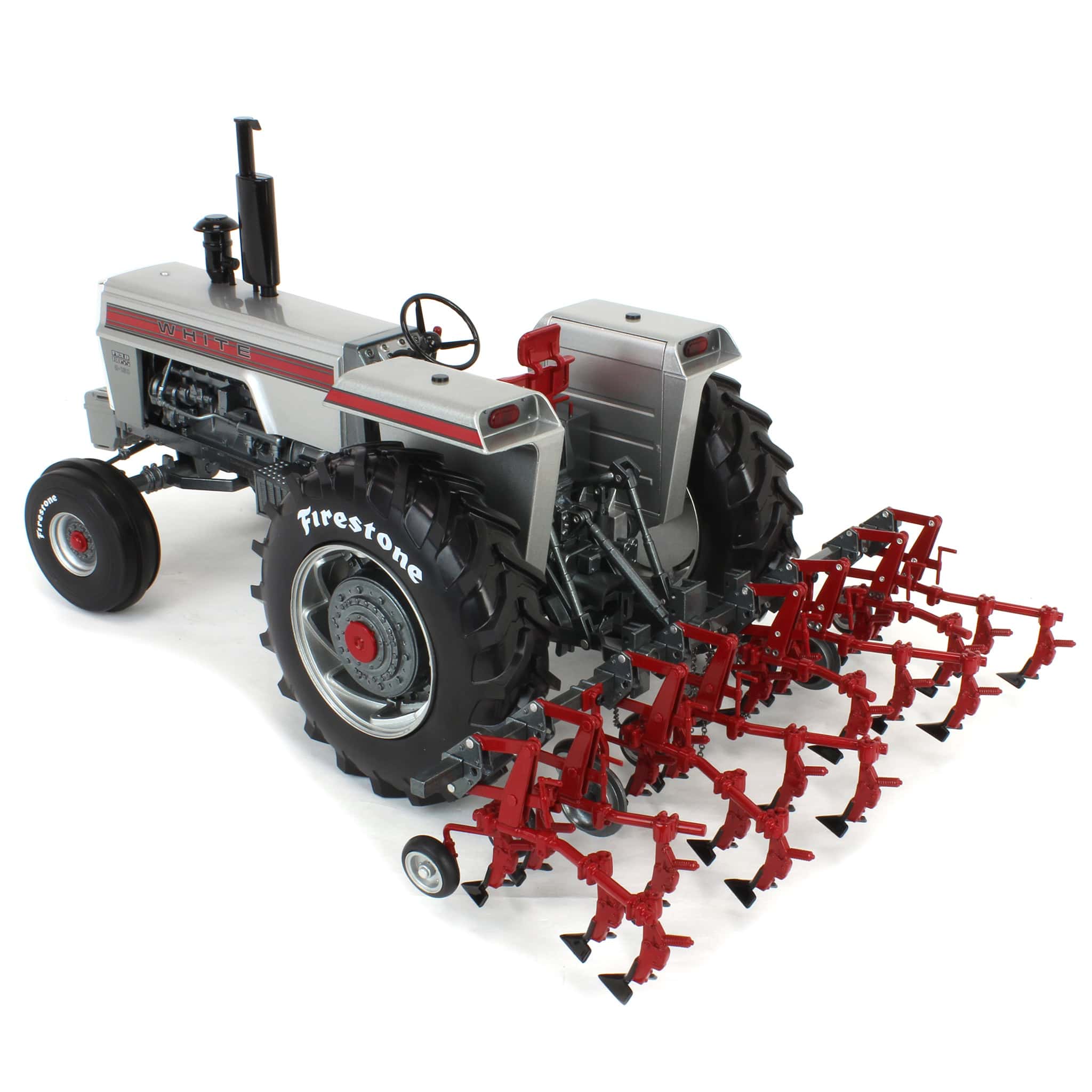 1/16 White 2-150 Diesel Tractor with 4-Row Cultivator by SpecCast, 2025 Firestone Series - Image 4