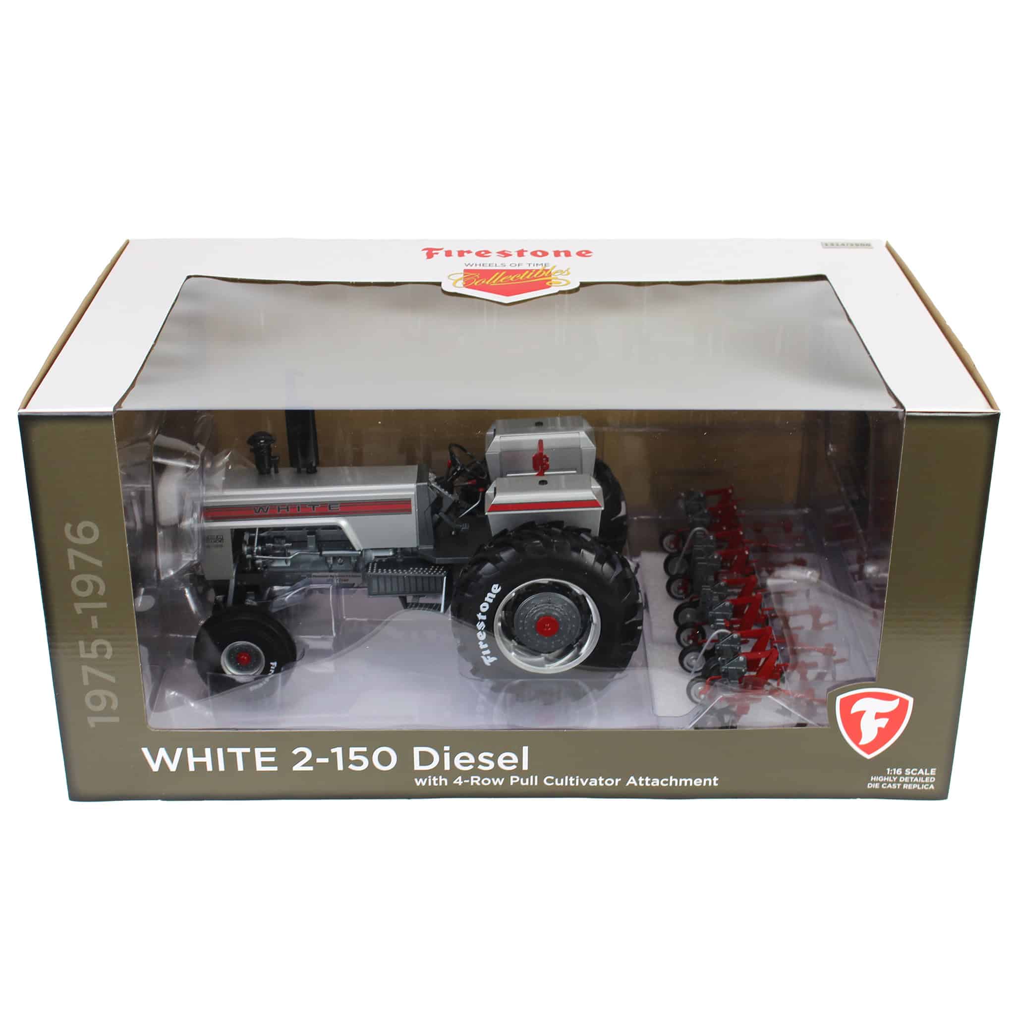 1/16 White 2-150 Diesel Tractor with 4-Row Cultivator by SpecCast, 2025 Firestone Series - Image 7