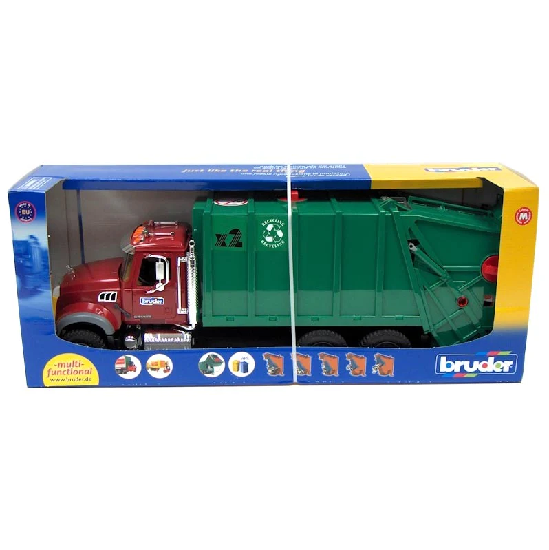 1/16th Bruder MACK Granite Rear Loading Garbage Truck & Hard Hat by Bruder - Image 2