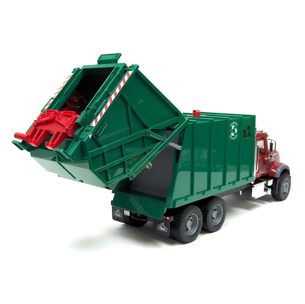 1/16th Bruder MACK Granite Rear Loading Garbage Truck & Hard Hat by Bruder - Image 3