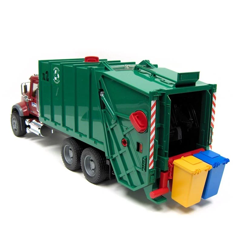 1/16th Bruder MACK Granite Rear Loading Garbage Truck & Hard Hat by Bruder - Image 4