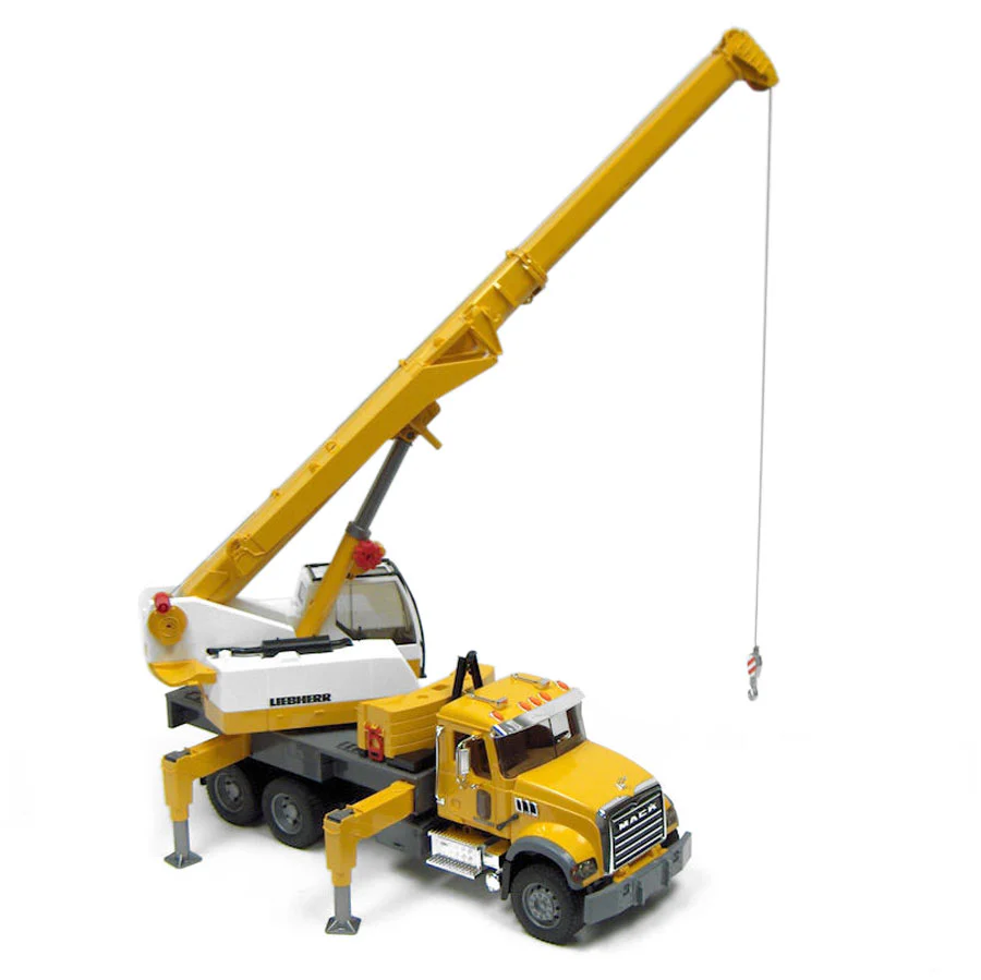 1/16 Mack Granite Liebherr Crane Truck with Hard Hat by Bruder - Image 2