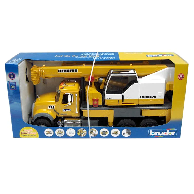 1/16 Mack Granite Liebherr Crane Truck with Hard Hat by Bruder - Image 4