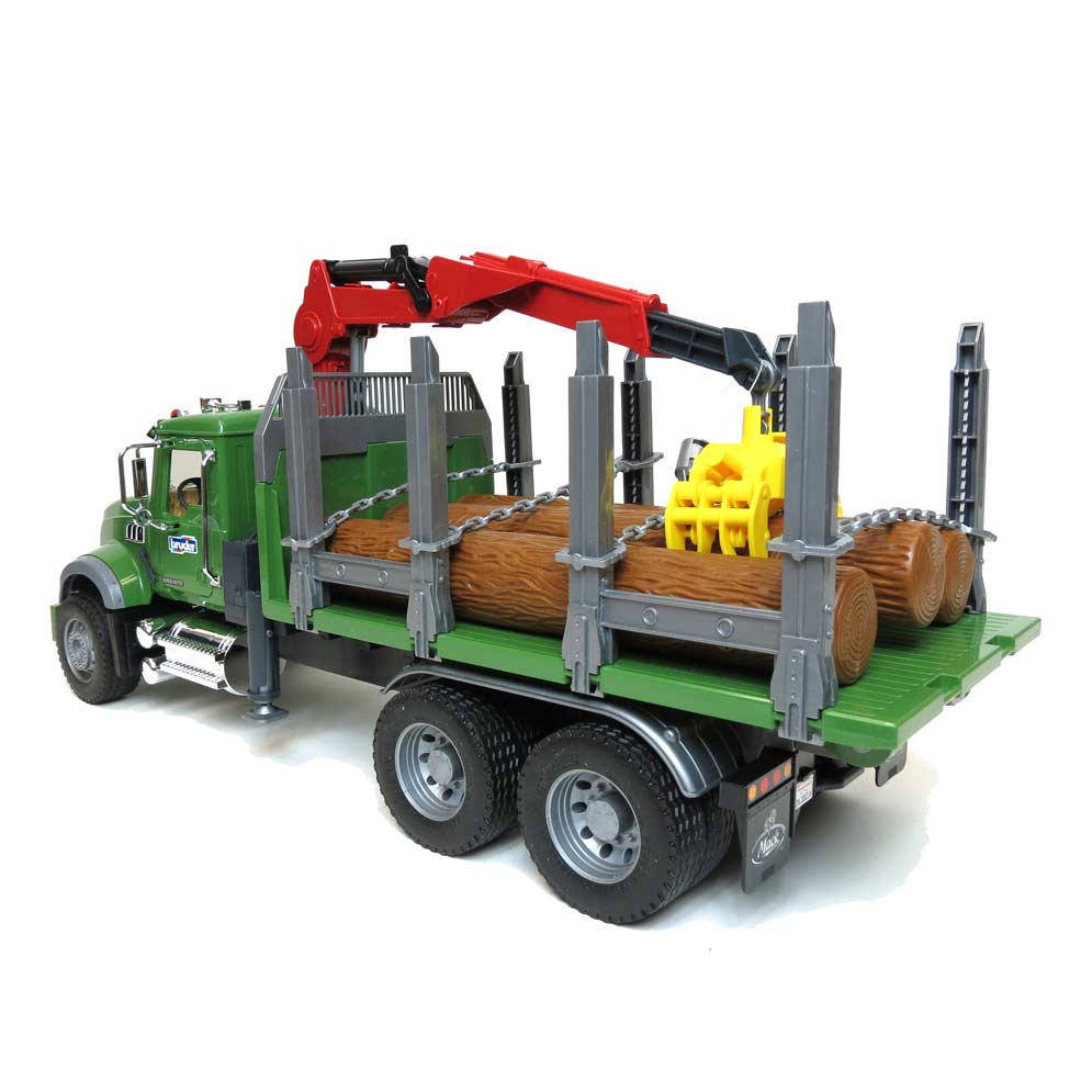 1/16th Mack Granite Log Truck with Knuckleboom Grapple Crane & Hard Hat by Bruder - Image 5