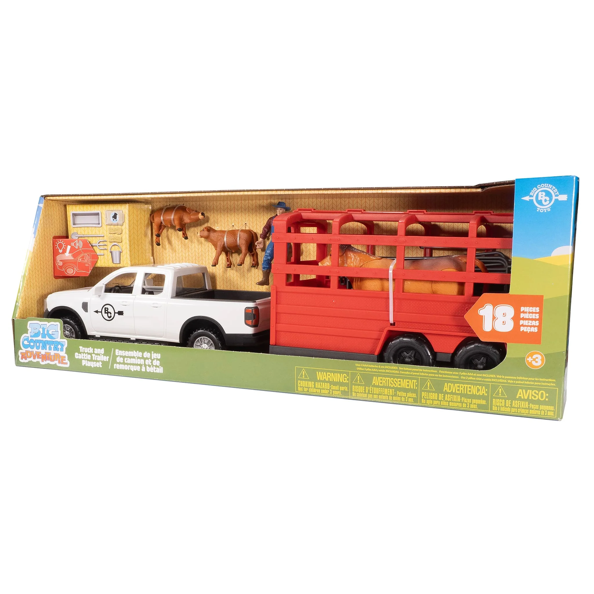 1/20 18-Piece Pickup Truck & Cattle Trailer Playset with Accessories by Big Country Toys - Image 3
