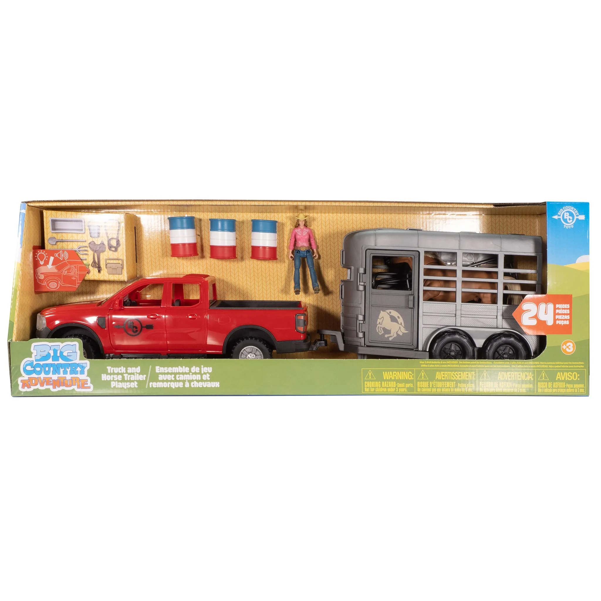 1/20 24-Piece Pickup Truck & Horse Trailer Playset with Accessories by Big Country Toys - Image 3
