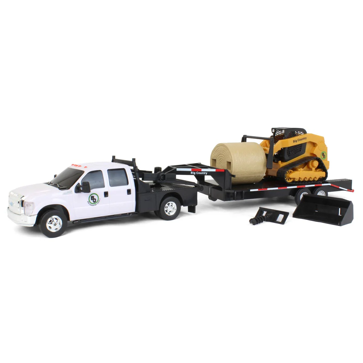 1/20 Ford F-350 Flatbed Dually Truck with Gooseneck Trailer and Skid Steer Loader