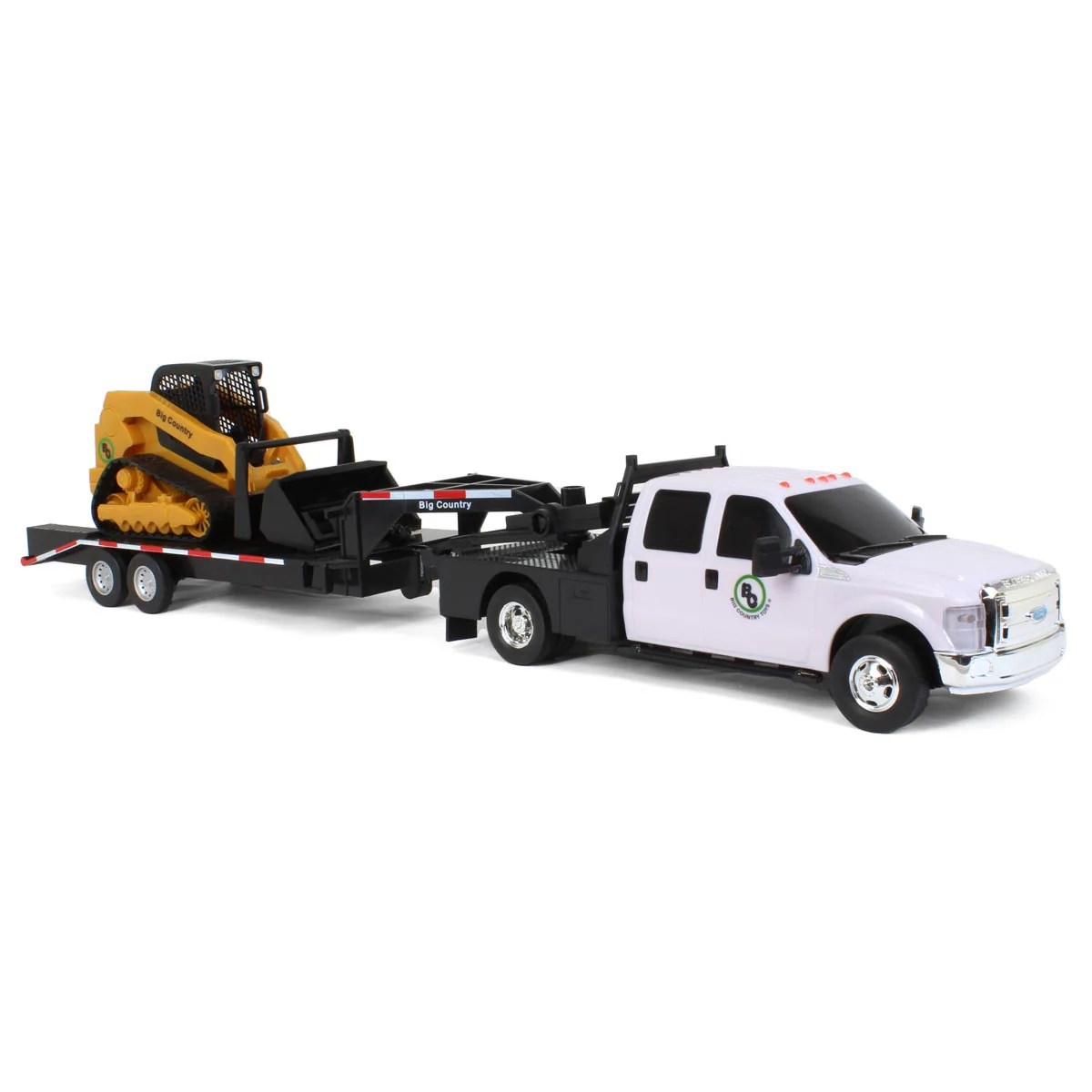 1/20 Ford F-350 Flatbed Dually Truck with Gooseneck Trailer and Skid Steer Loader - Image 2