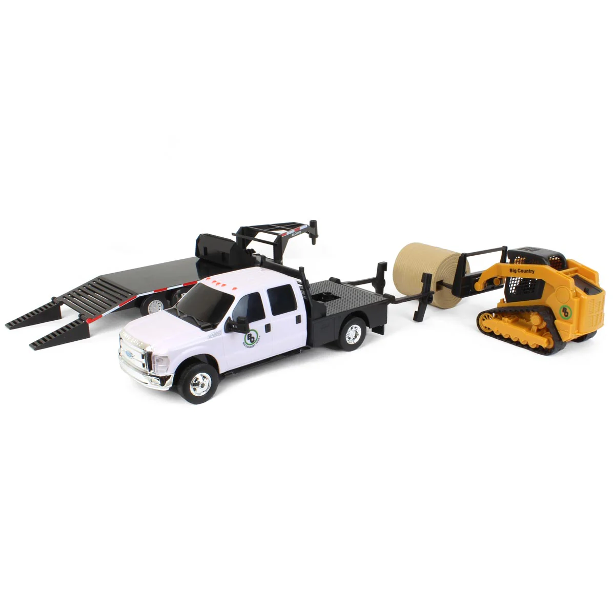 1/20 Ford F-350 Flatbed Dually Truck with Gooseneck Trailer and Skid Steer Loader - Image 4