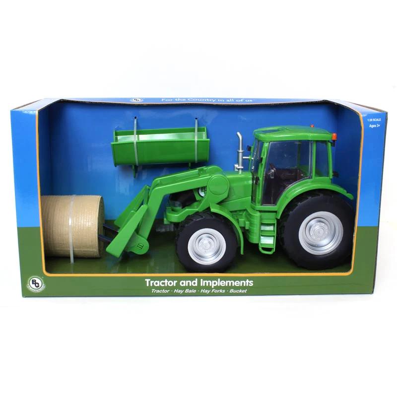 1/20 Green Tractor with Loader Bucket, Bale and Bale Forks by Big Country Toys - Image 4