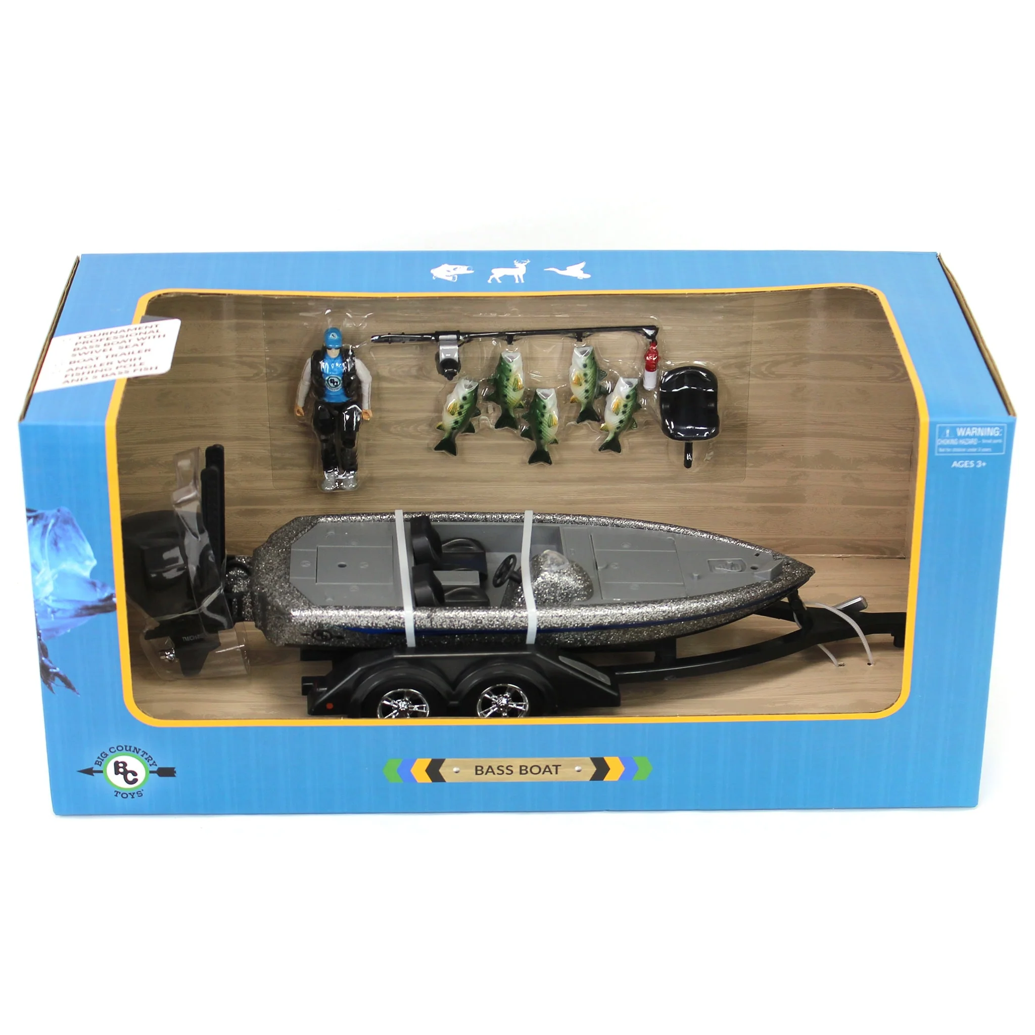 1/20 Professional Bass Boat with Angler, Fish, Fishing Pole, and Boat Trailer by Big Country Toys - Image 8