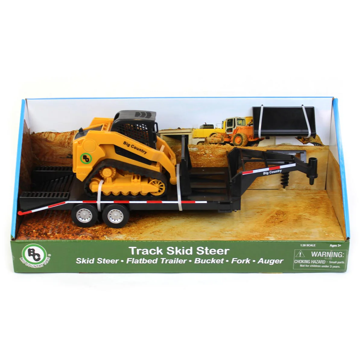 1/20 Tracked Skid Steer with Attachments & Flatbed Gooseneck Trailer by Big Country Toys - Image 8