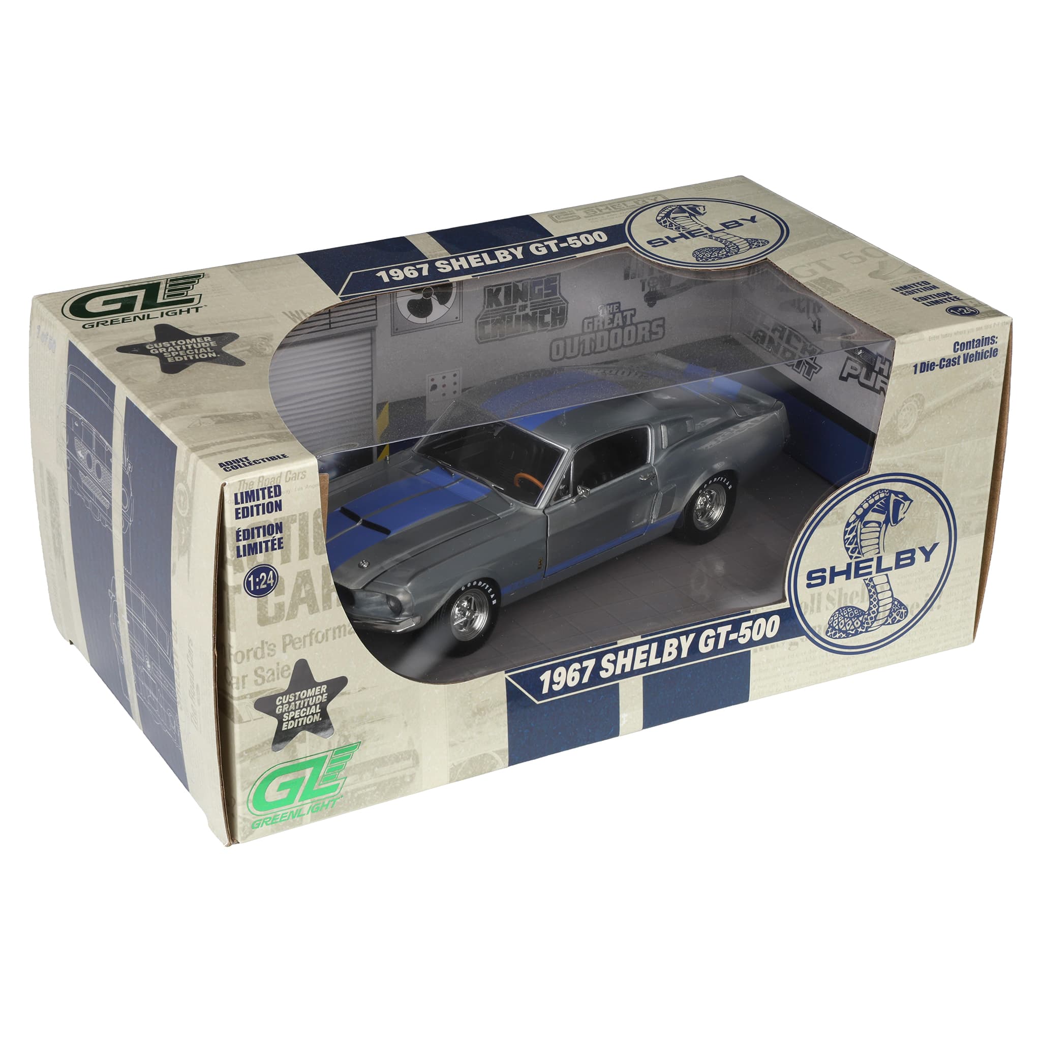 1/24 1967 Shelby GT-500, Raw with Blue Stripes, 2025 GreenLight Waterson's Product Expo Customer Gratitude Special Edition - Image 3