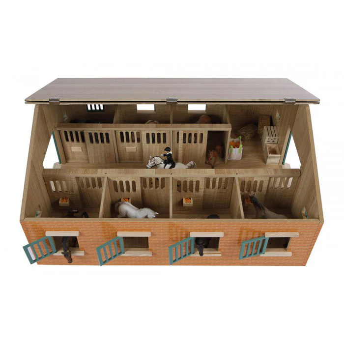1/24 Kids Globe Wooden Horse Stable with 7 Stalls - Image 2