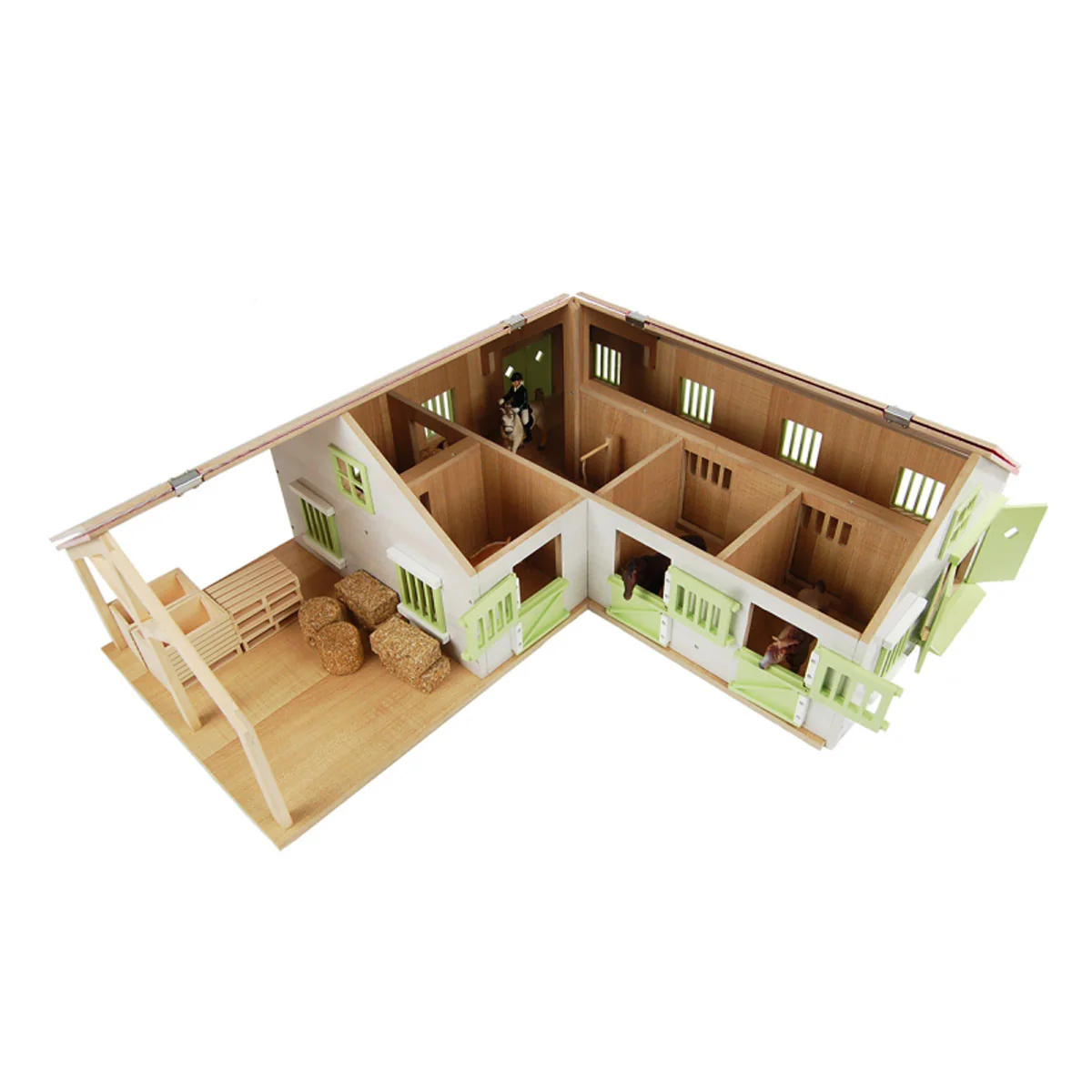 1/24 Pink & White Kids Globe Wooden Horse Stable with 4 Boxes, Storage and Wash Box - Image 2