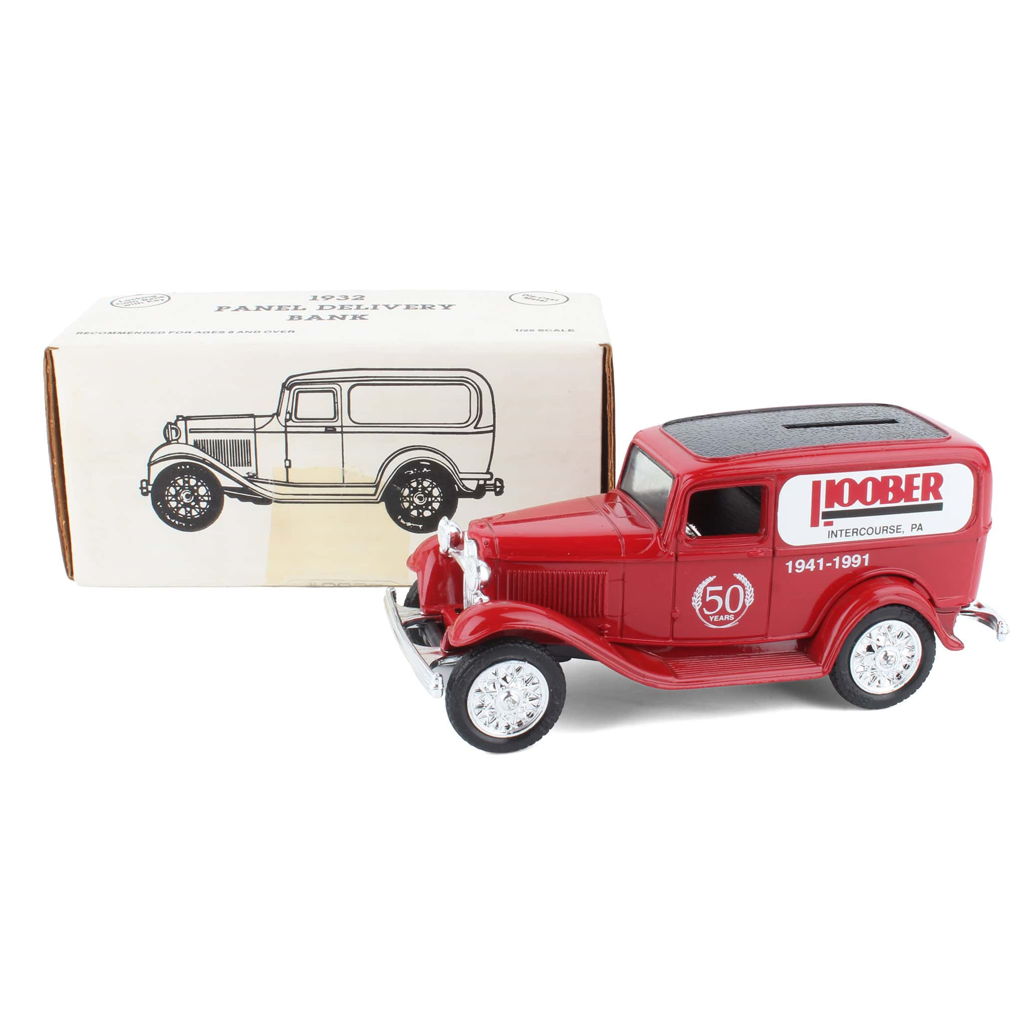 1/25 1932 Red Ford Panel Delivery Bank, C. B. Hoober Intercourse PA by ERTL