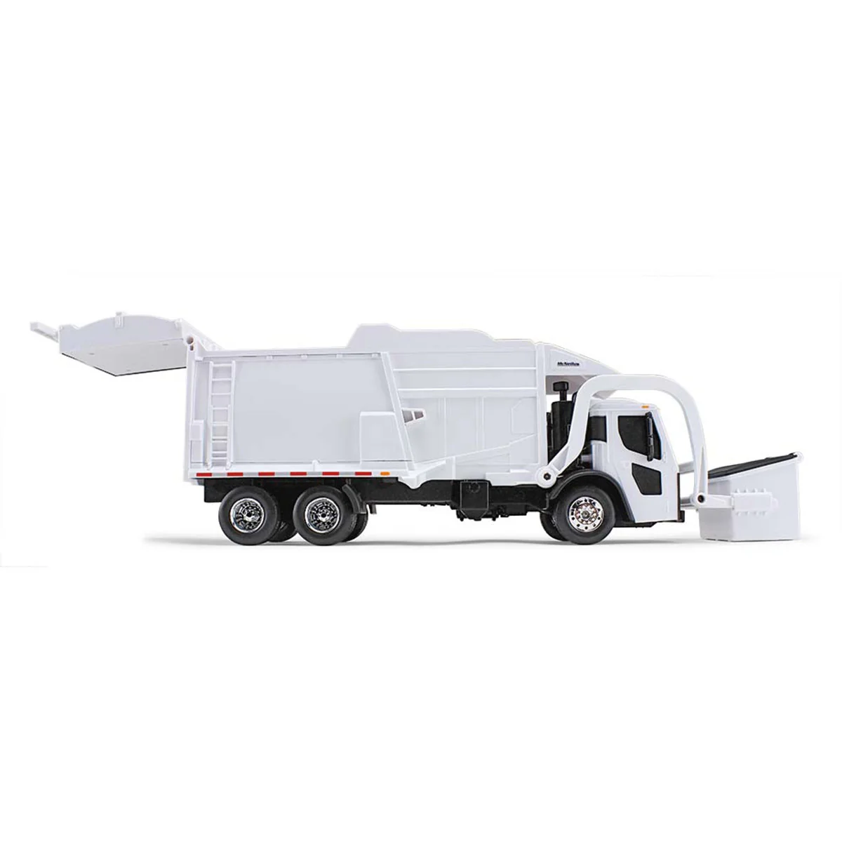 1/25 White Mack LR Garbage Truck with McNeilus Meridian Loader & Dumpster (Includes Lights & Sounds!) by First Gear - Image 3