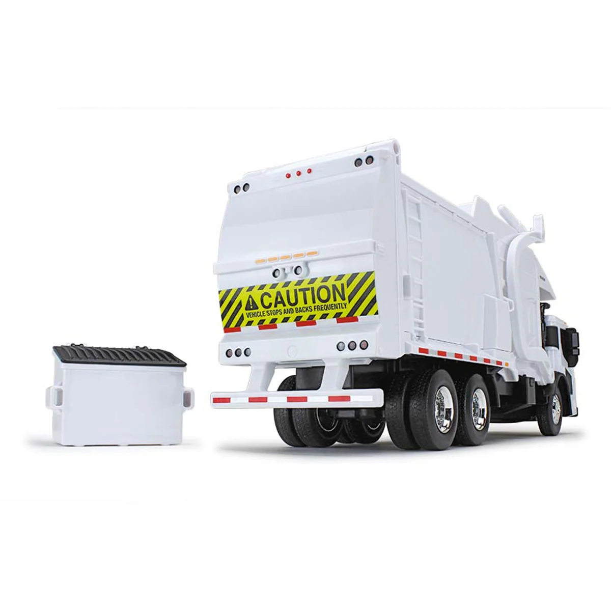 1/25 White Mack LR Garbage Truck with McNeilus Meridian Loader & Dumpster (Includes Lights & Sounds!) by First Gear - Image 4