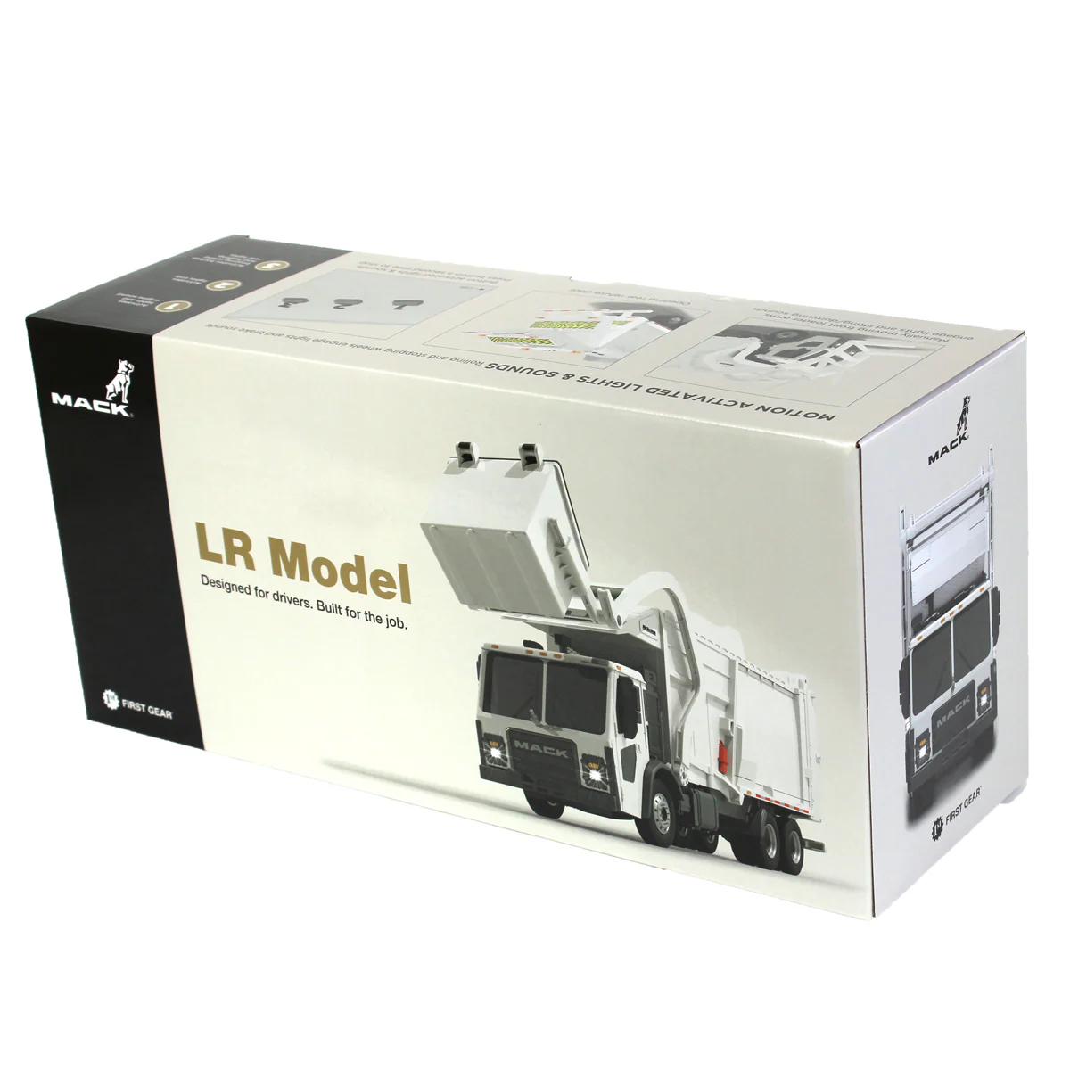 1/25 White Mack LR Garbage Truck with McNeilus Meridian Loader & Dumpster (Includes Lights & Sounds!) by First Gear - Image 5