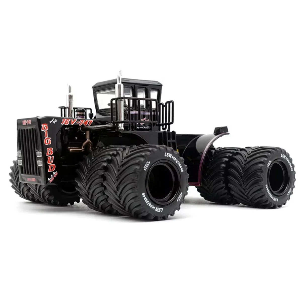 1/32 Black Big Bud 16V-747 4WD Tractor with Titan LSW Tires by First Gear