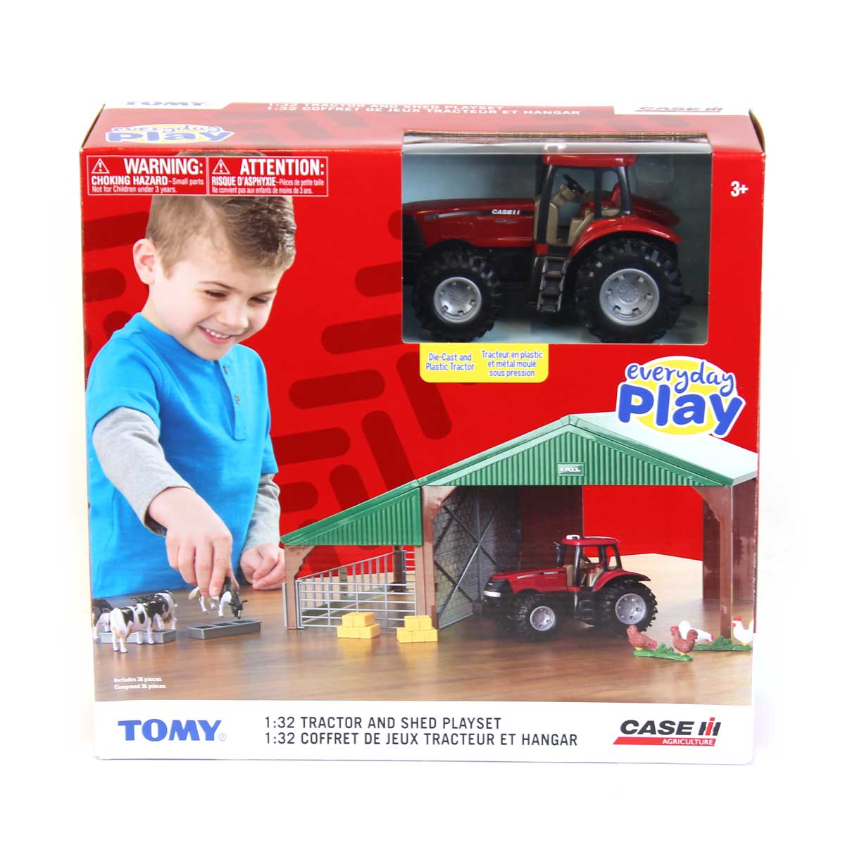 1/32 Case IH Dual Purpose Livestock Building Playset with Case IH Magnum Tractor, Animals, & Bales by ERTL - Image 2