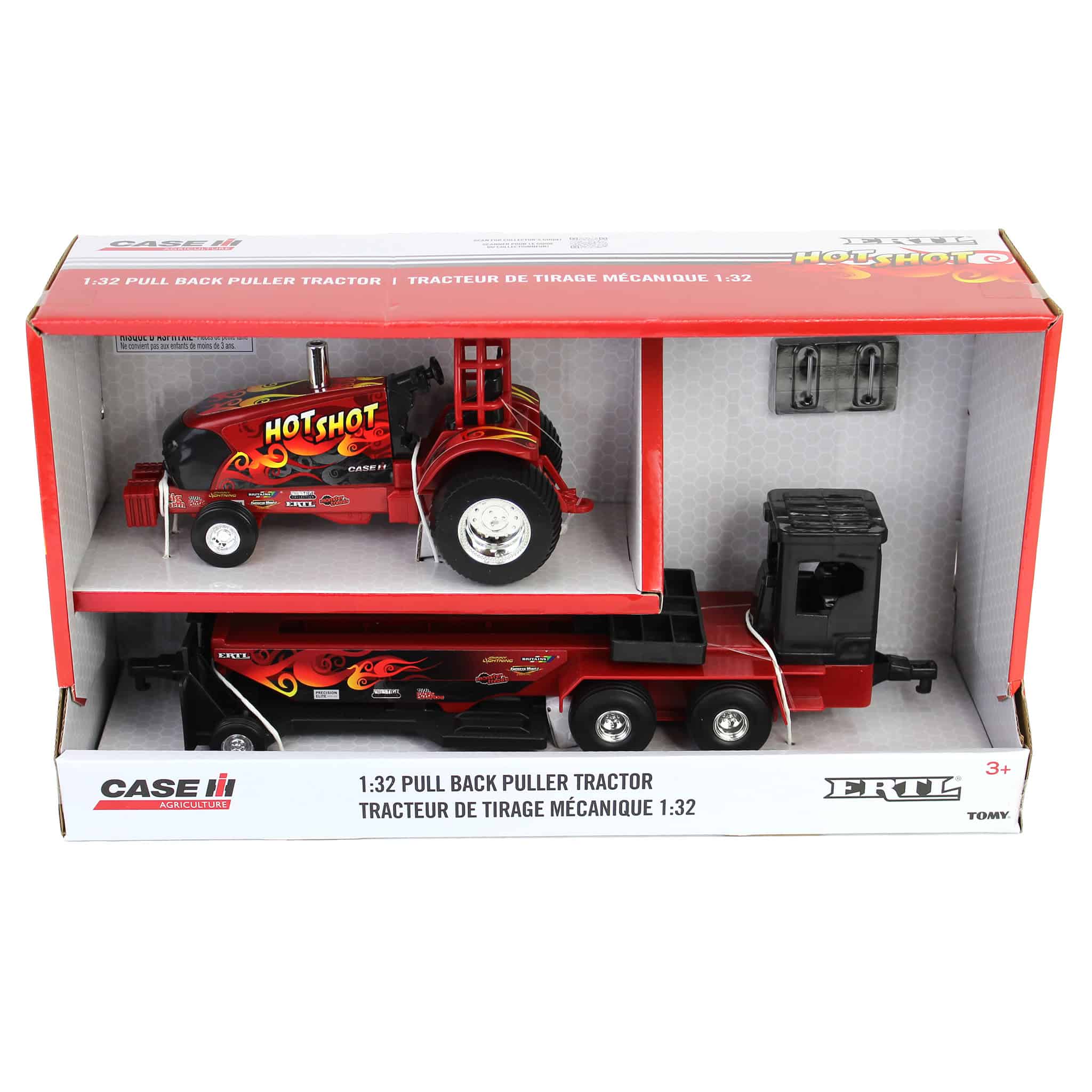 1/32 Case IH "Hot Shot" Pullback Pulling Tractor with Sled - Image 7