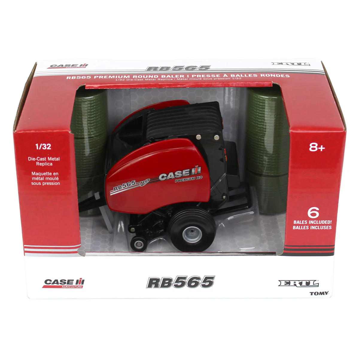 1/32 Case IH RB565 Round Baler with 6 Round Bales by ERTL - Image 7