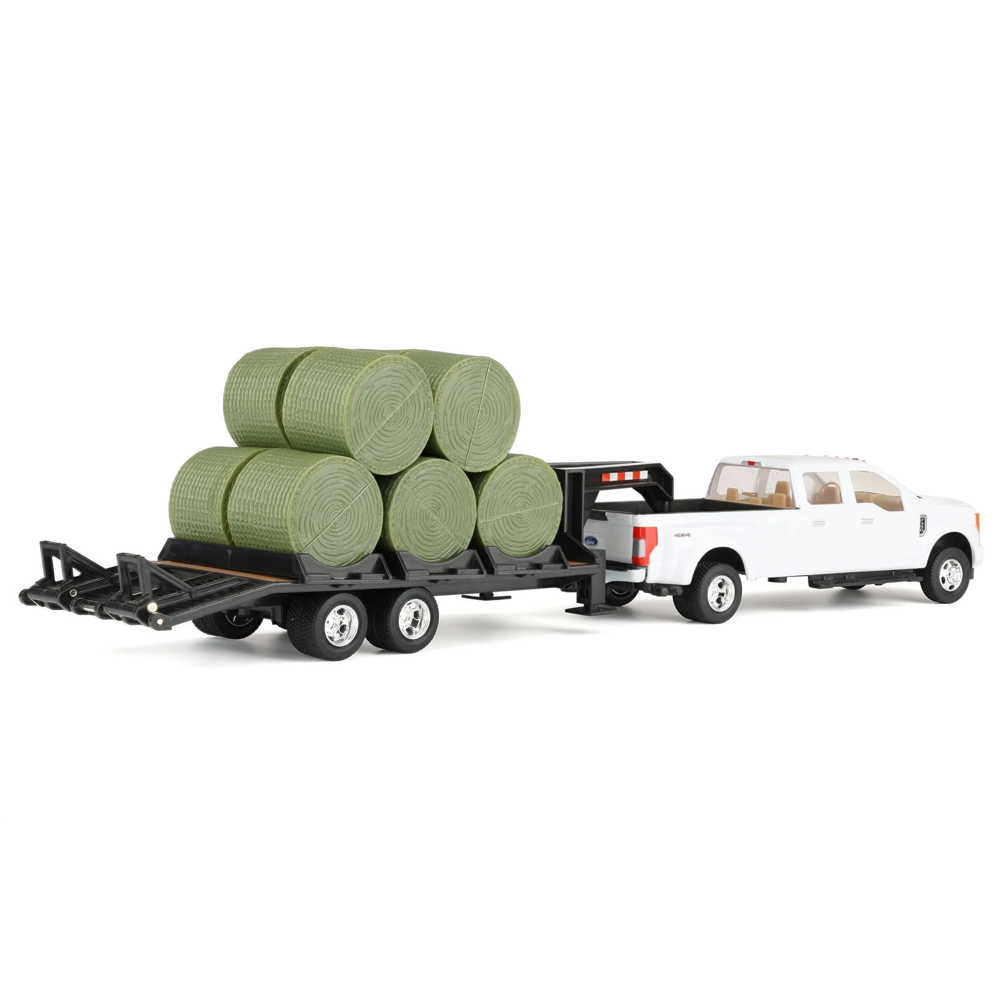 1/32 Ford F-350 Dually Pickup Truck with Gooseneck Trailer & 10 Bales by ERTL - Image 3