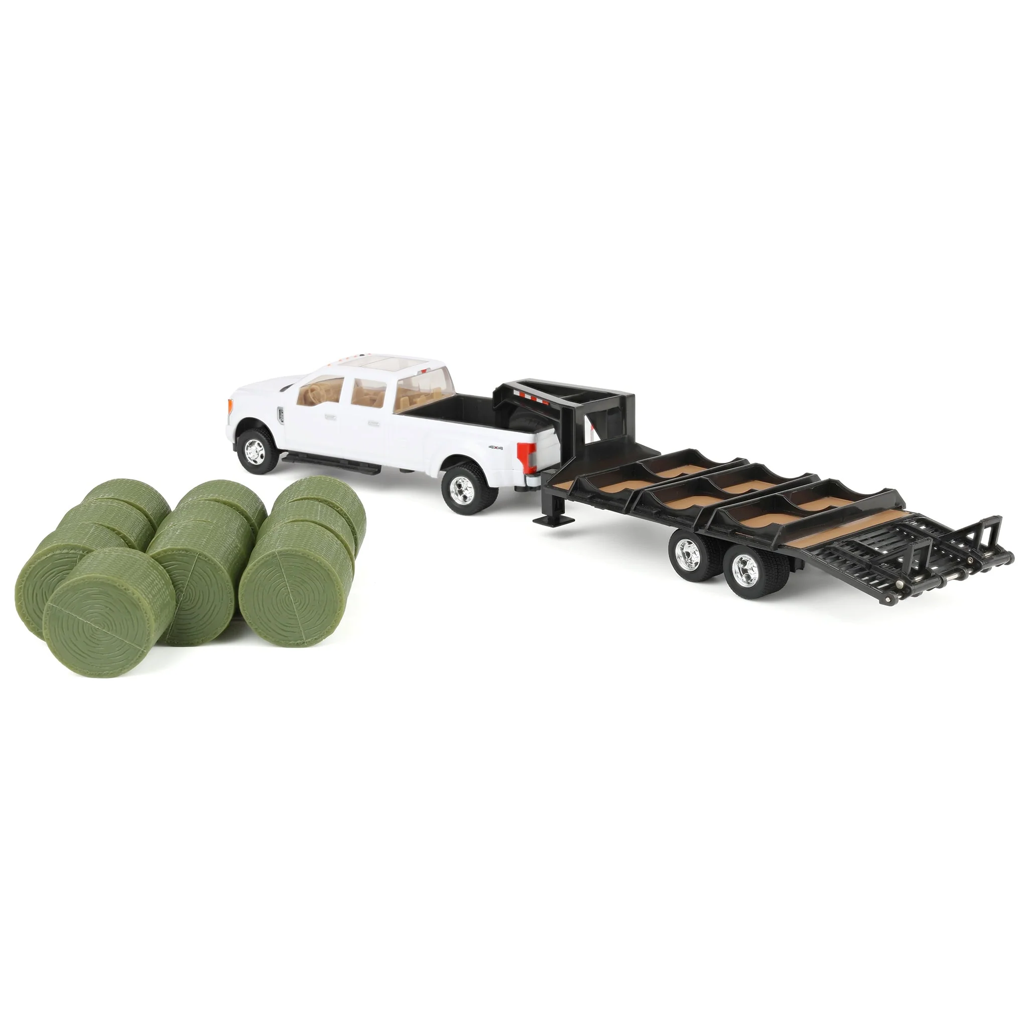 1/32 Ford F-350 Dually Pickup Truck with Gooseneck Trailer & 10 Bales by ERTL - Image 4