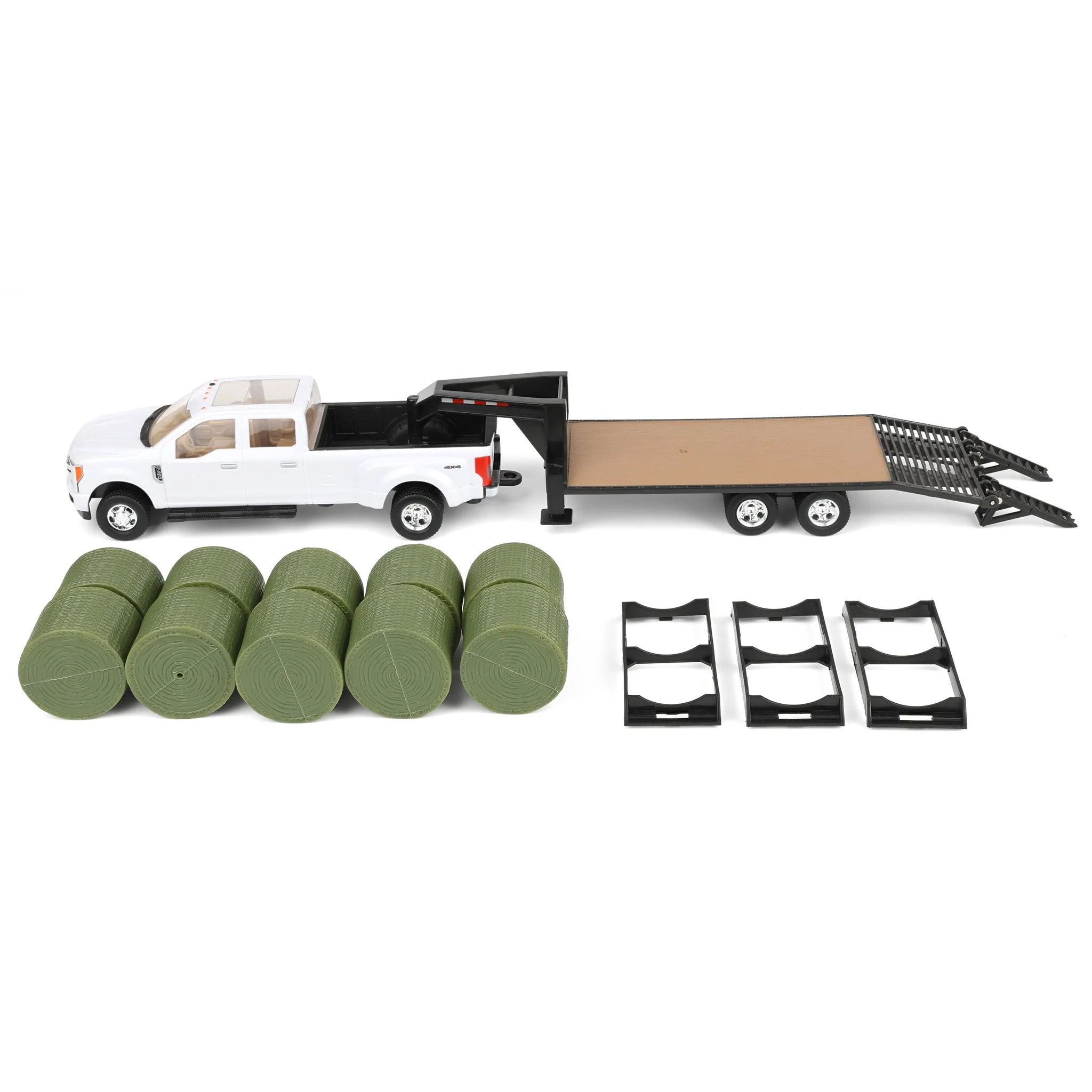 1/32 Ford F-350 Dually Pickup Truck with Gooseneck Trailer & 10 Bales by ERTL - Image 5