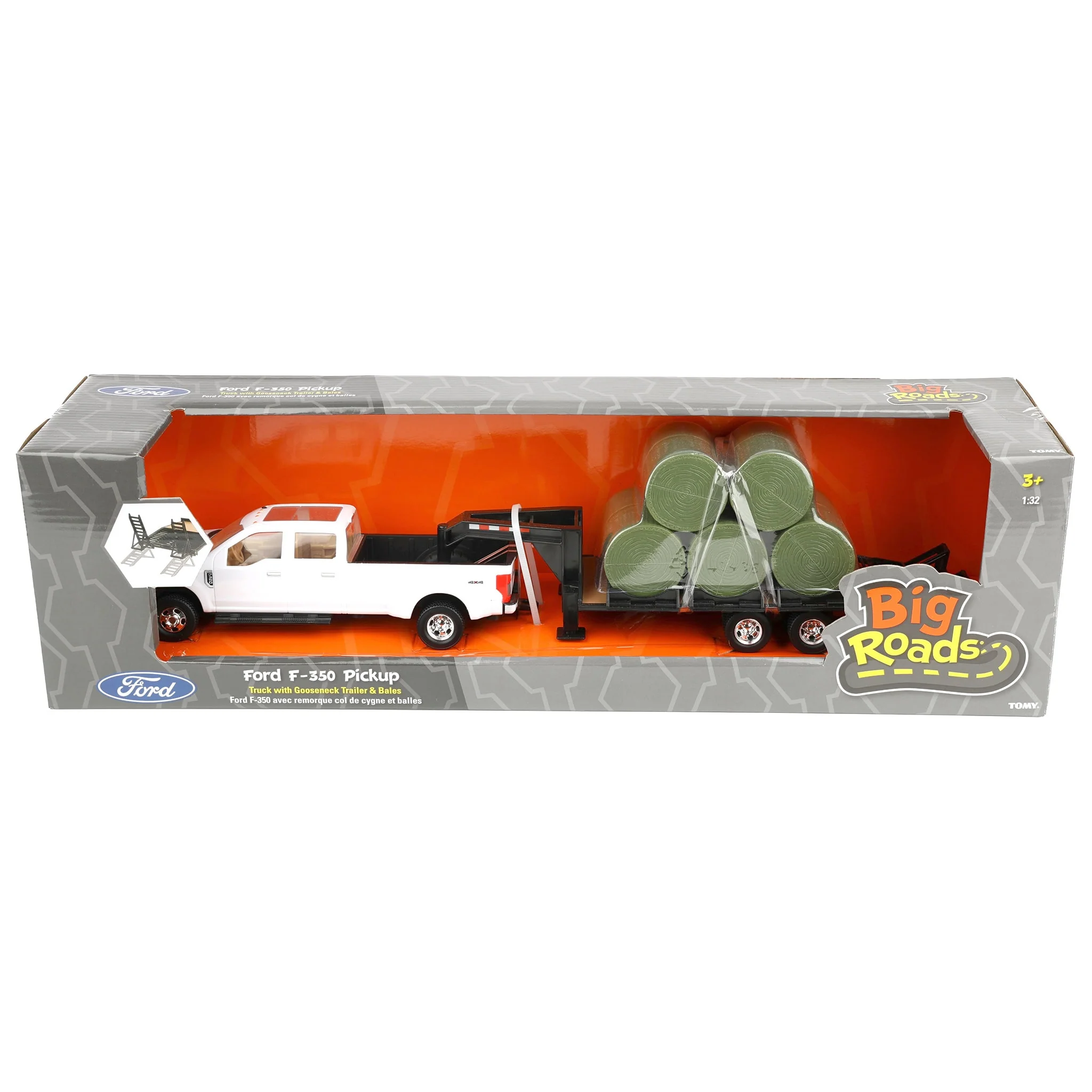 1/32 Ford F-350 Dually Pickup Truck with Gooseneck Trailer & 10 Bales by ERTL - Image 7