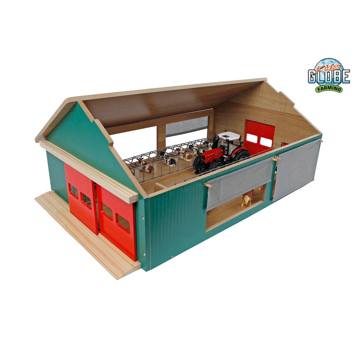 1/32 Green Wooden Stable with Windbreak Netting by Kids Globe - Image 2
