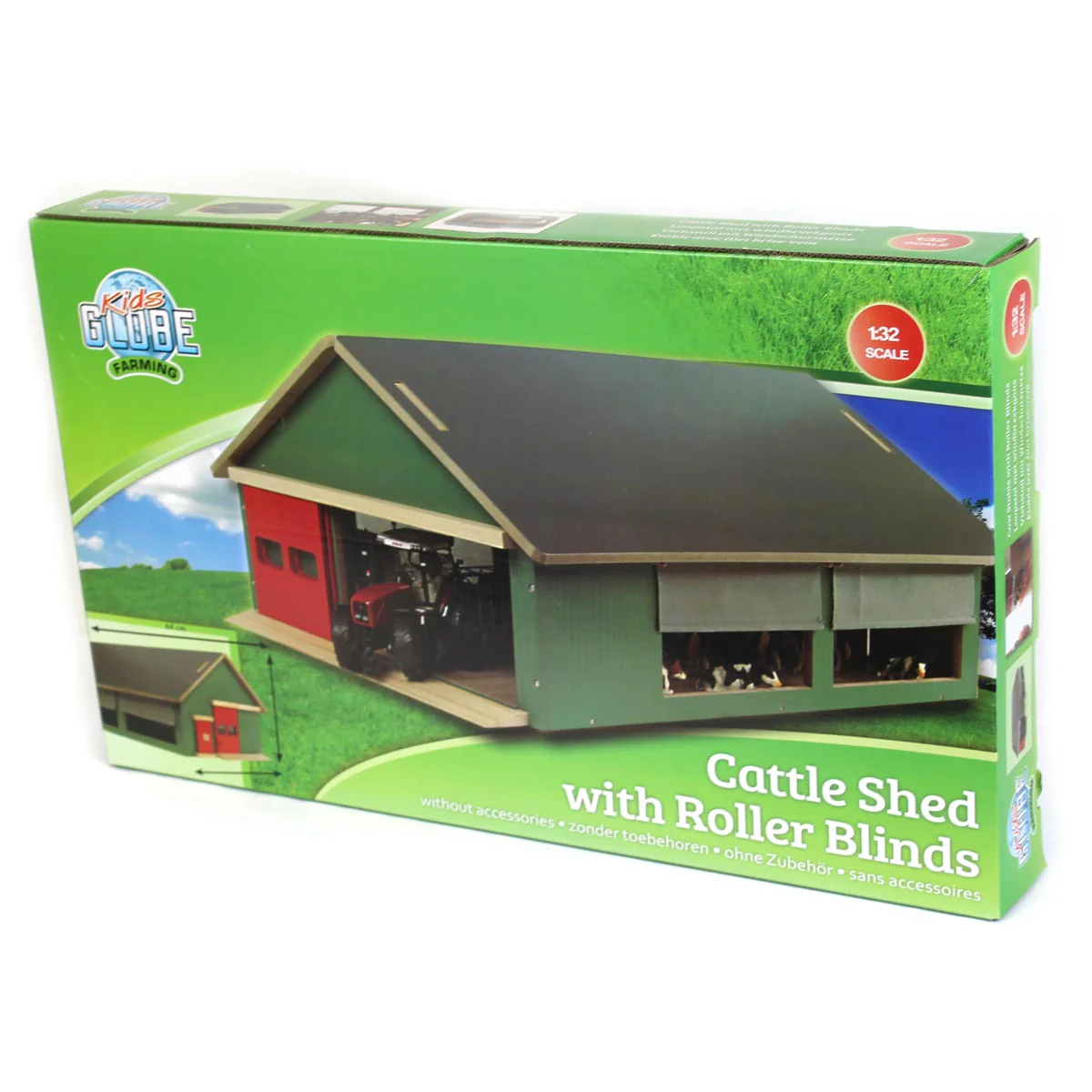 1/32 Green Wooden Stable with Windbreak Netting by Kids Globe - Image 3