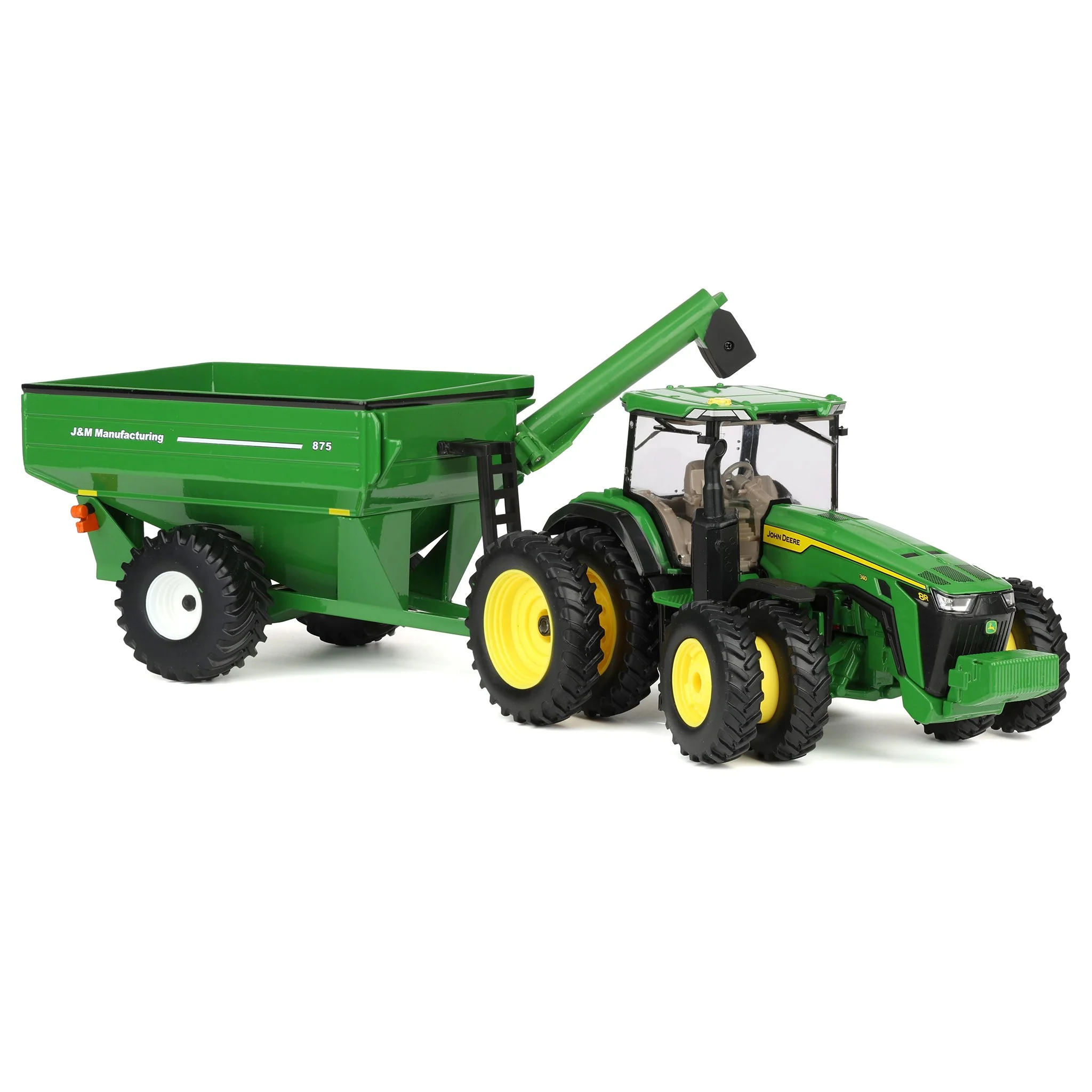 1/32 John Deere 8R 340 Tractor with Green J&M 875 Grain Cart, ERTL Replica Play - Image 2