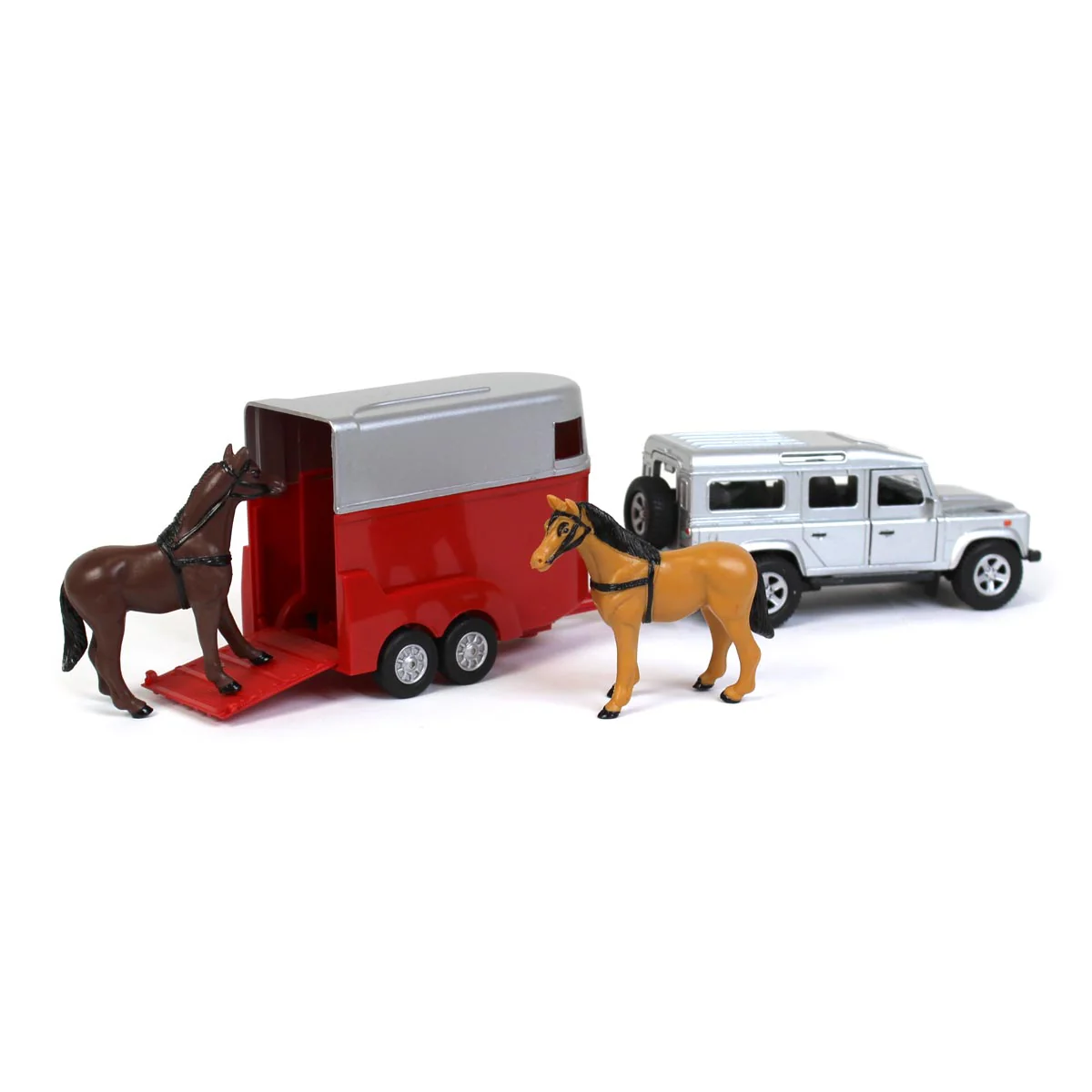 1/32 Land Rover Defender with Horse Trailer and 2 Horses - Image 2