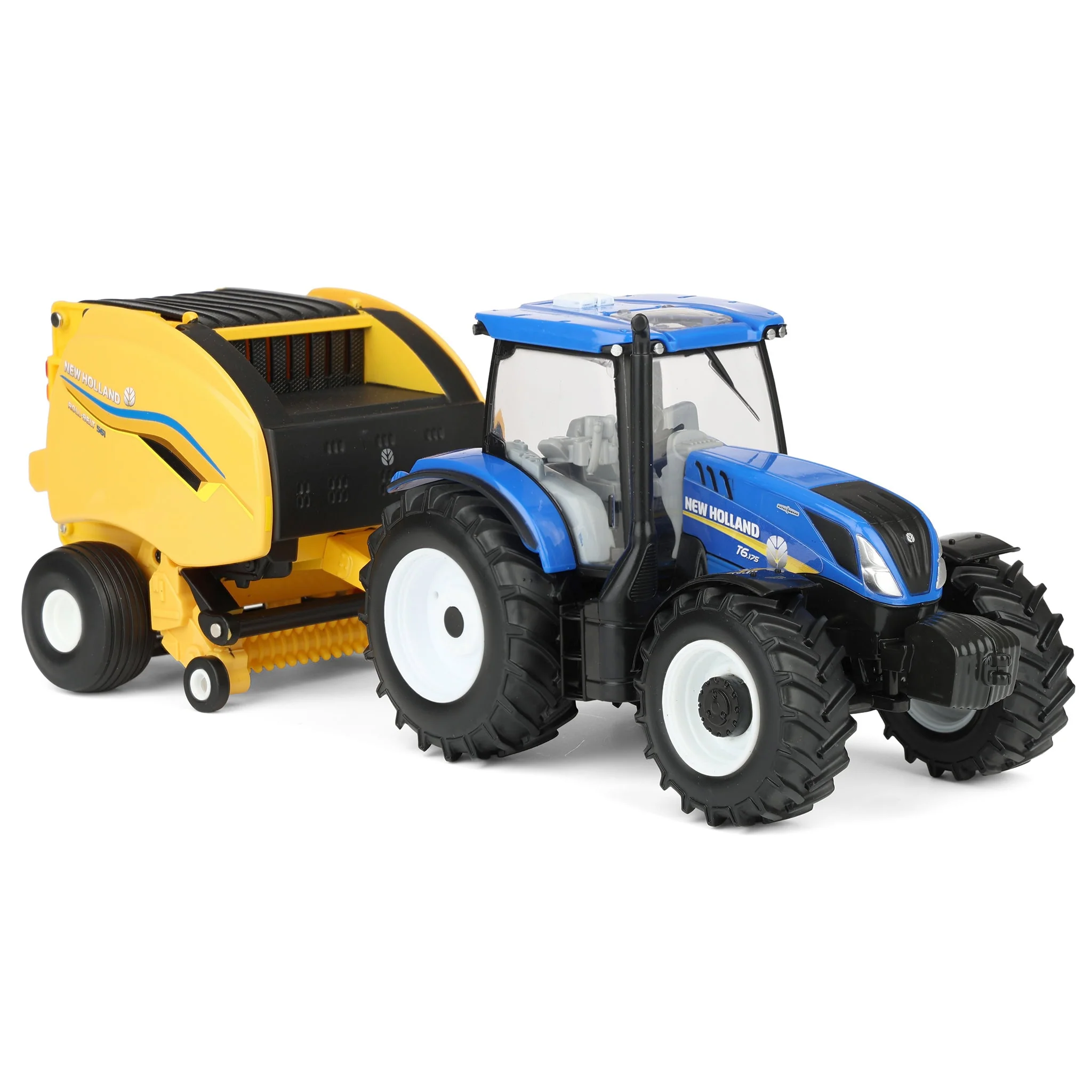 1/32 New Holland T6.175 Tractor with 561 Roll-Belt Baler & 3 Round Bales by ERTL - Image 2