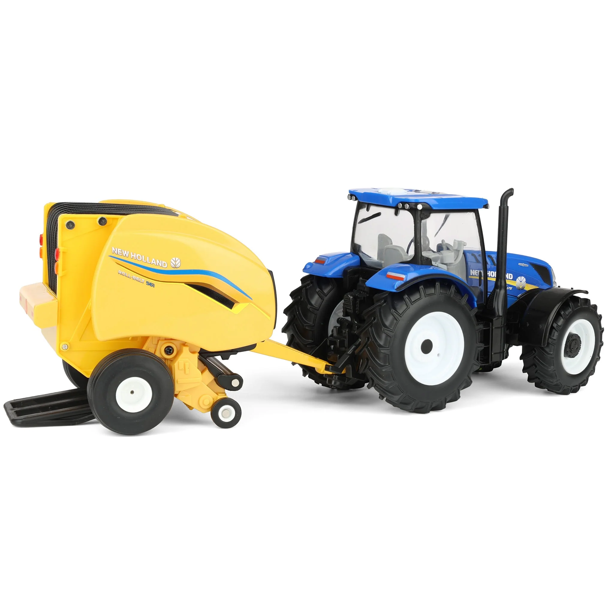 1/32 New Holland T6.175 Tractor with 561 Roll-Belt Baler & 3 Round Bales by ERTL - Image 3