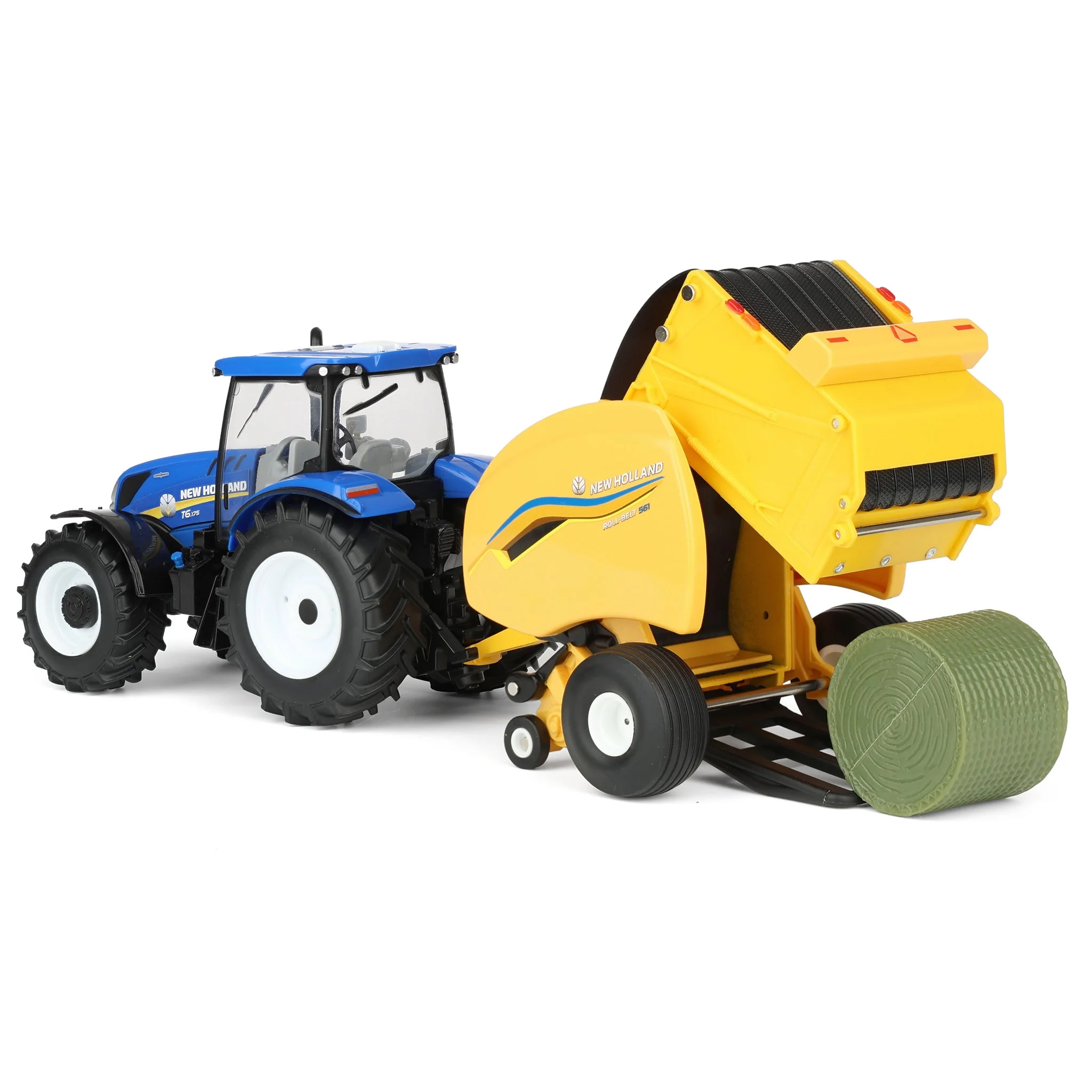 1/32 New Holland T6.175 Tractor with 561 Roll-Belt Baler & 3 Round Bales by ERTL - Image 5