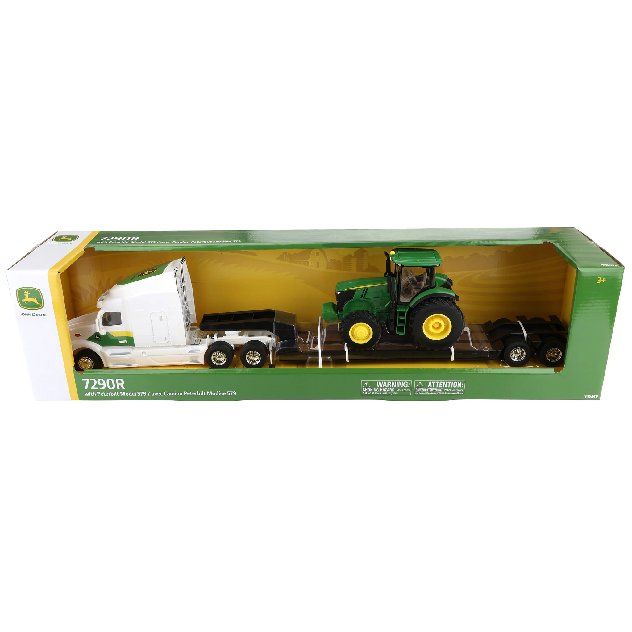 1/32 Peterbilt 579 Semi Truck with Lowboy Trailer & John Deere 7290R Tractor by ERTL - Image 7