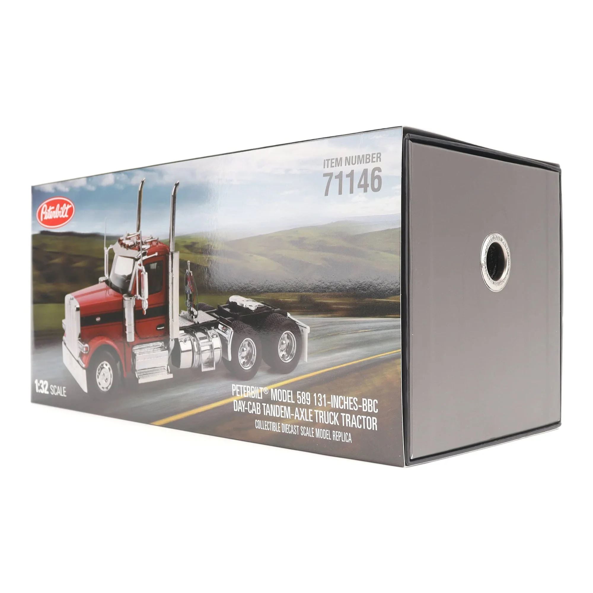 1/32 Peterbilt 589 Tandem-Axle Truck with Day Cab by Diecast Masters, Legendary Red Oversize Load - Image 11