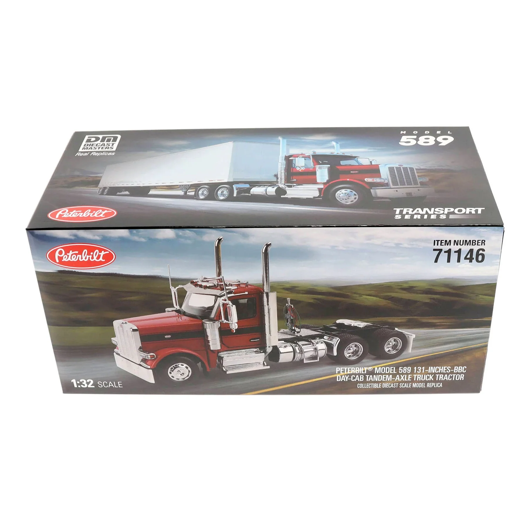 1/32 Peterbilt 589 Tandem-Axle Truck with Day Cab by Diecast Masters, Legendary Red Oversize Load - Image 9