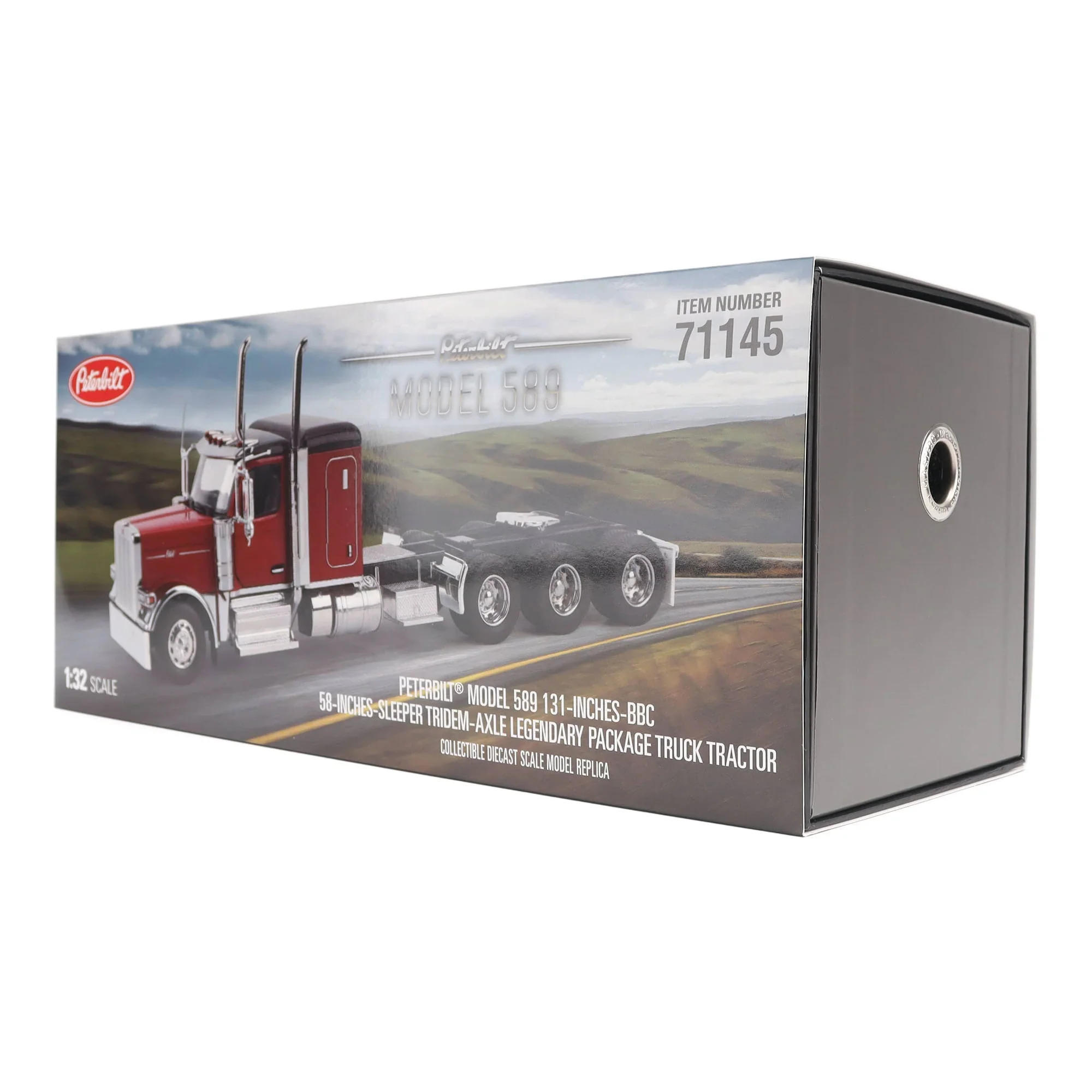 1/32 Peterbilt 589 Tridem-Axle Truck with 58in Sleeper by Diecast Masters, Legendary Red - Image 10