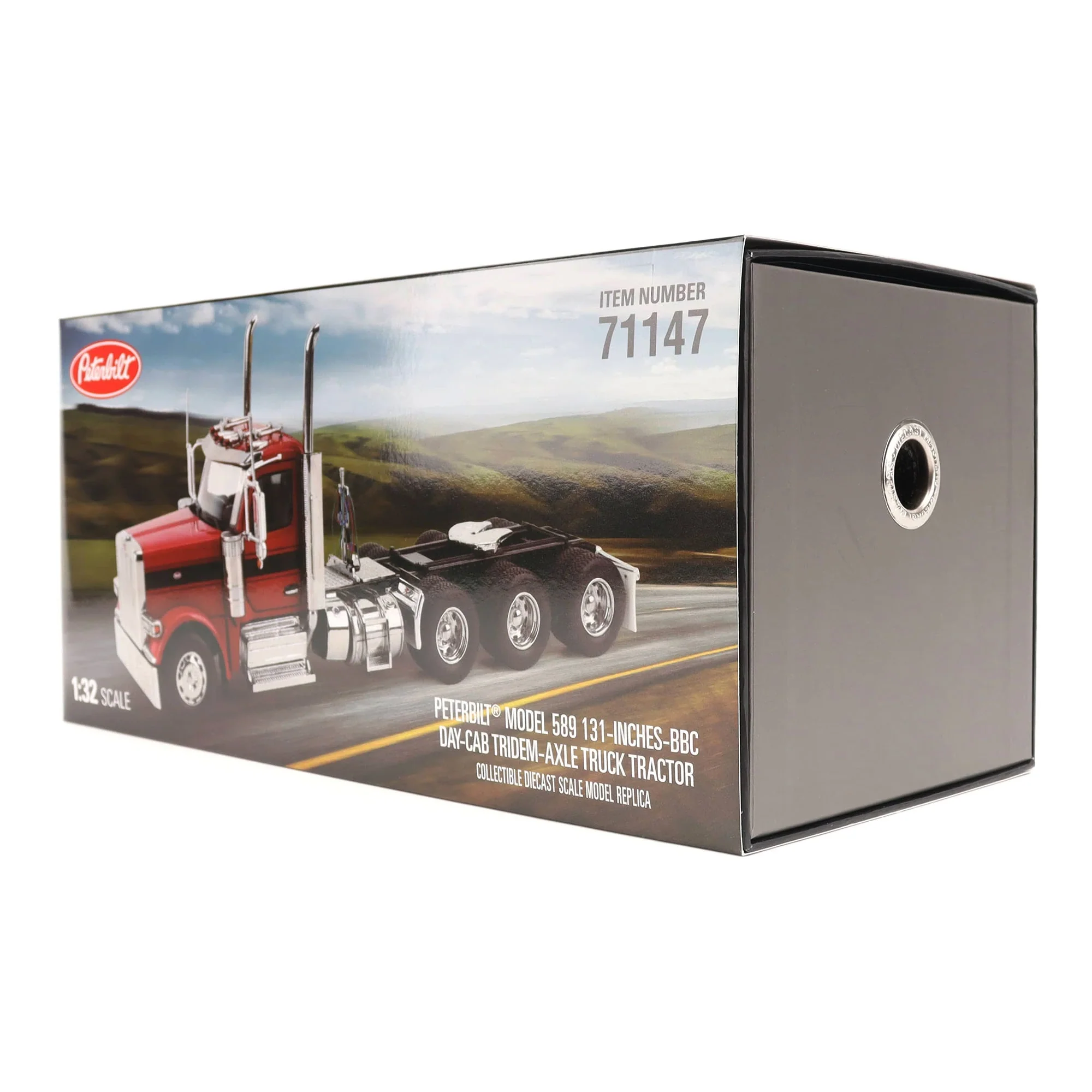 1/32 Peterbilt 589 Tridem-Axle Truck with Day Cab by Diecast Masters, Legendary Red Oversize Load - Image 11