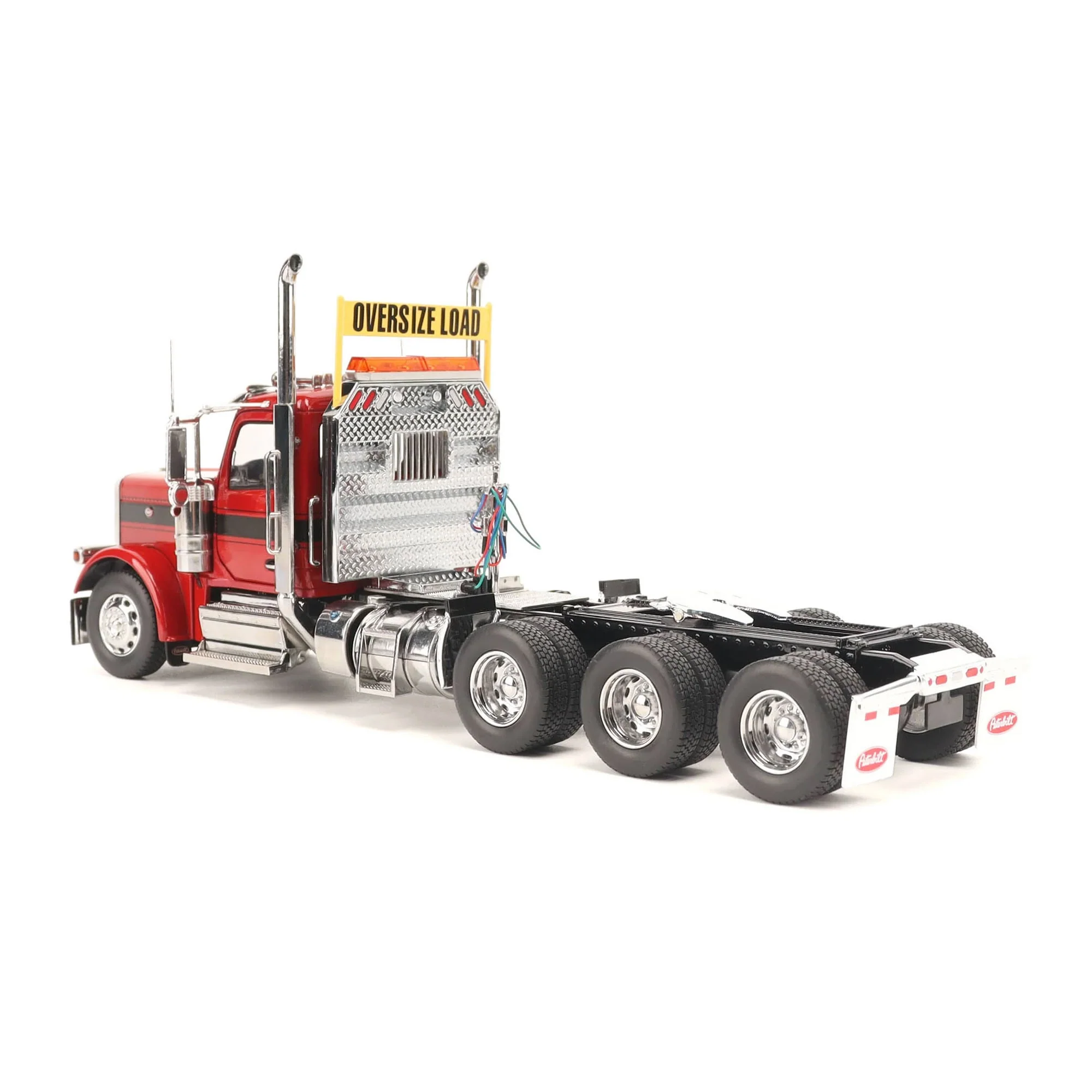 1/32 Peterbilt 589 Tridem-Axle Truck with Day Cab by Diecast Masters, Legendary Red Oversize Load - Image 4