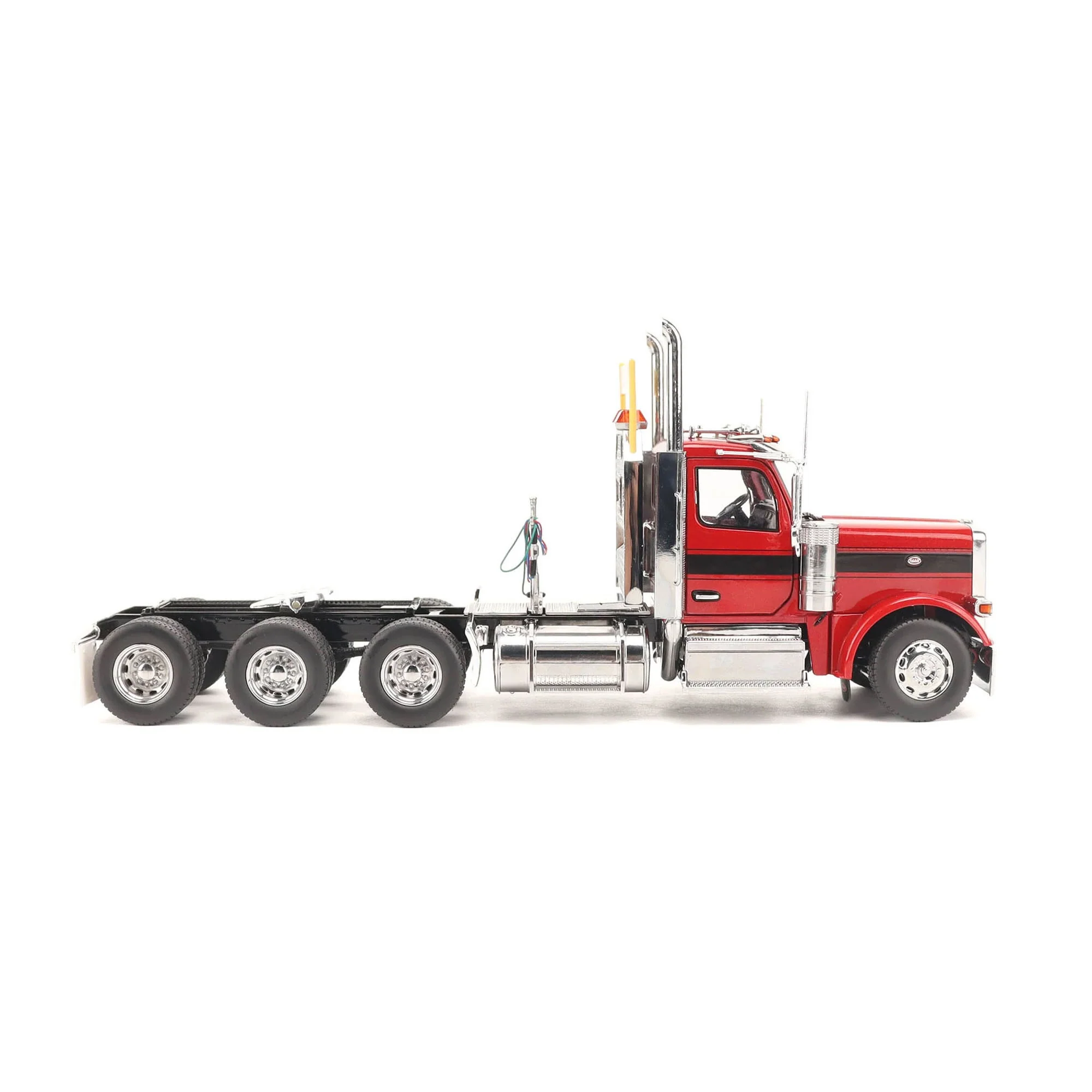 1/32 Peterbilt 589 Tridem-Axle Truck with Day Cab by Diecast Masters, Legendary Red Oversize Load - Image 7