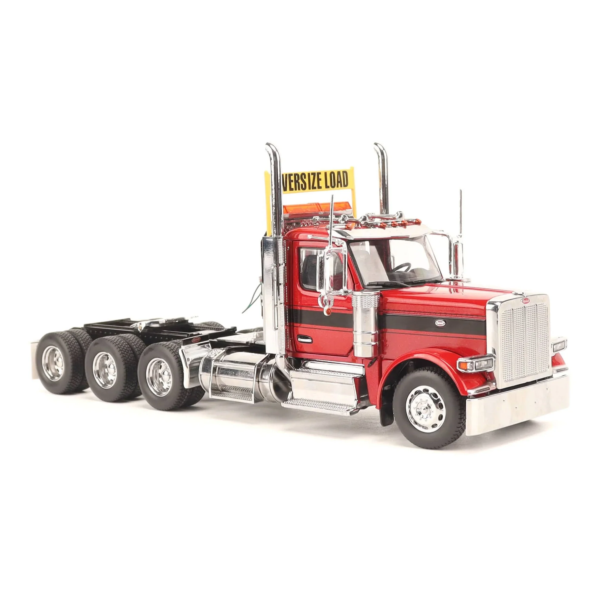1/32 Peterbilt 589 Tridem-Axle Truck with Day Cab by Diecast Masters, Legendary Red Oversize Load - Image 8