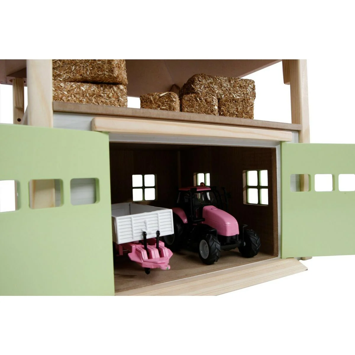 1/32 PINK Wooden Hay Barn with Loft and Adjustable Roof by Kids Globe - Image 2